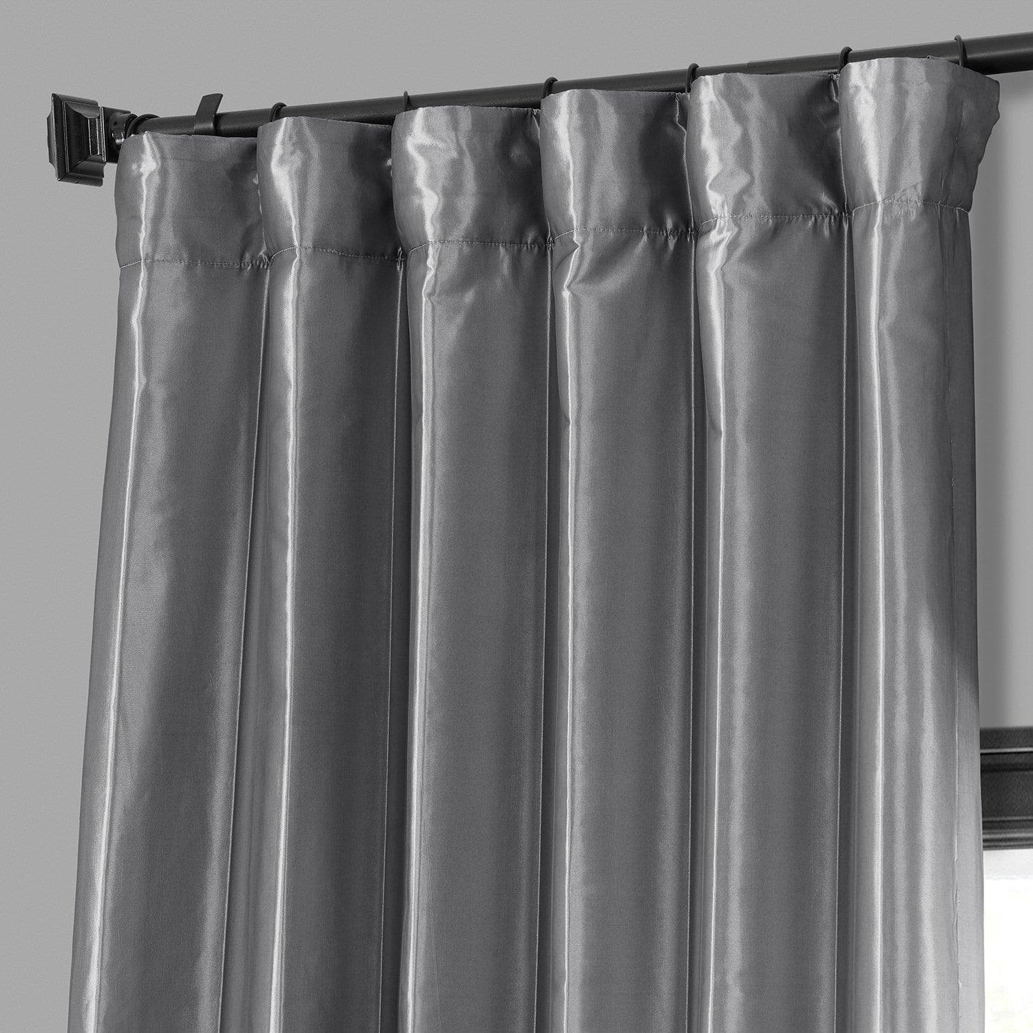 Premium Platinum Faux Silk Taffeta Blackout Curtains for Bedroom - Thermal Insulated Noise Reducing Window Drapes for Living Room & Nursery (Black, 84 Inch)