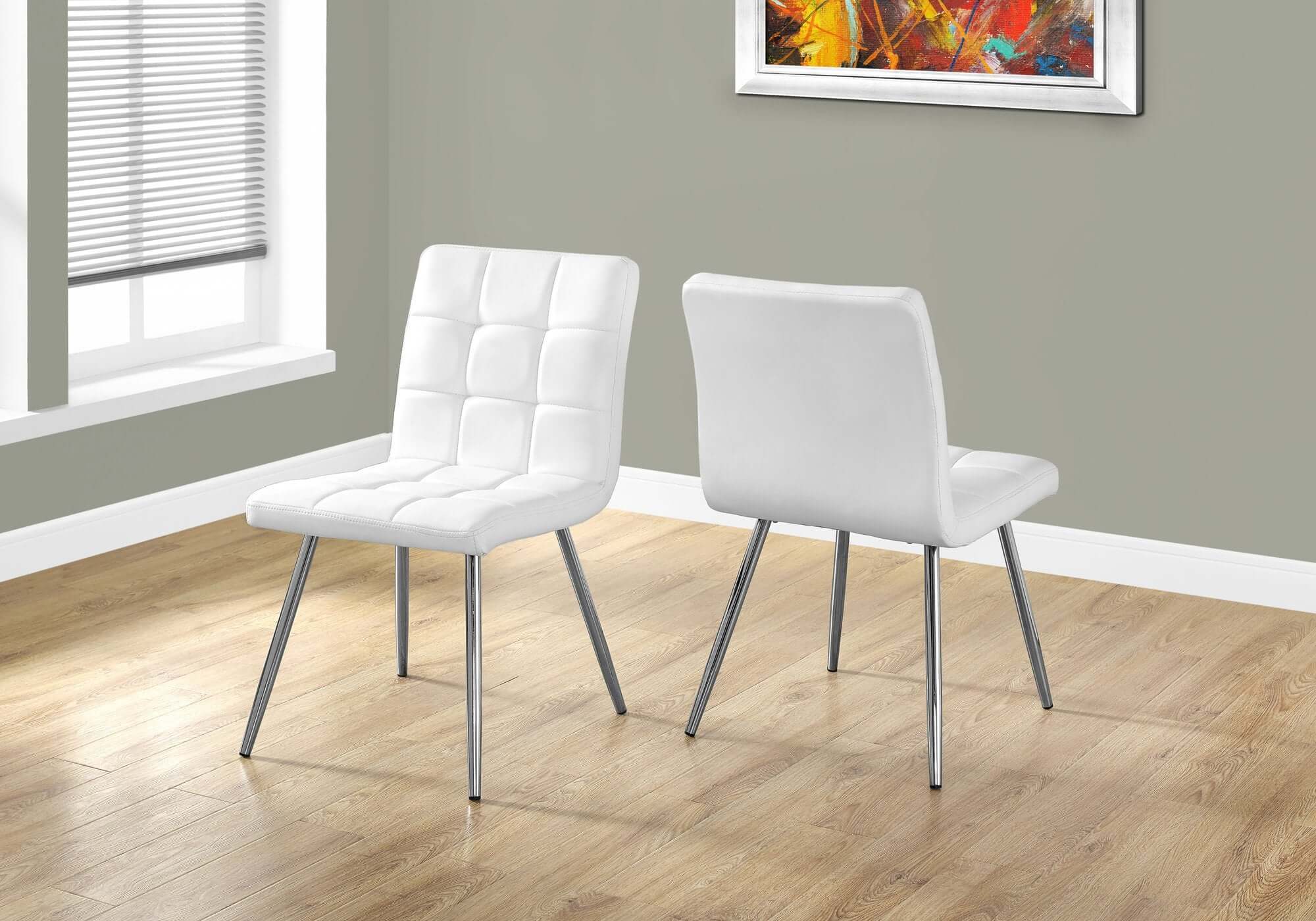 32H White PU Leather Dining Chairs Set of 2 - Modern Faux Leather Kitchen Chairs for Dining Room, Kitchen, Office & Restaurant Use