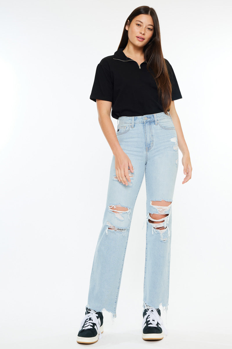 Nerissa High Rise 90's Straight Jeans for Women - Vintage Denim Pants with Comfortable Fit | Perfect for Casual Wear, Office Outfits & Night Out