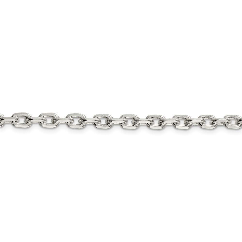 Roy Rose Jewelry Sterling Silver 4.90mm Beveled Oval Cable Chain Necklace 24 Inches - Elegant Layering Piece for Women, Perfect for Everyday Wear & Special Occasions