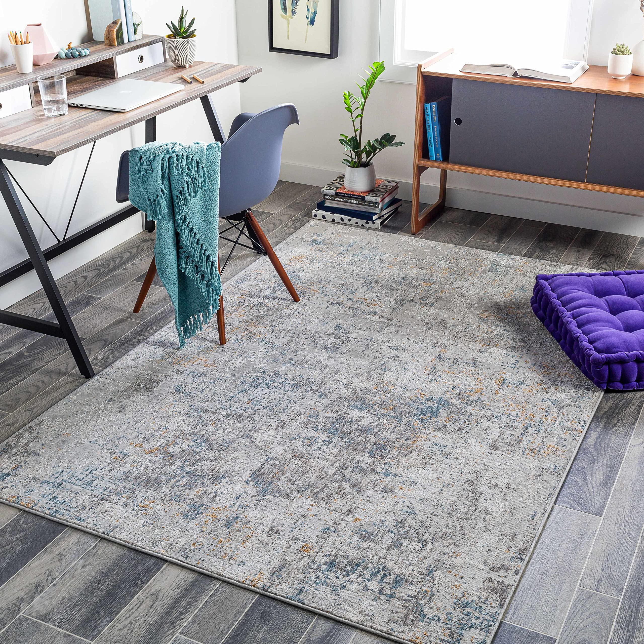 Hauteloom Rufe Modern Area Rug for Living Room & Bedroom - Blue, Brown, Red - 12' x 15' - Soft & Durable - Perfect for Home Decor, Family Gatherings & Cozy Spaces