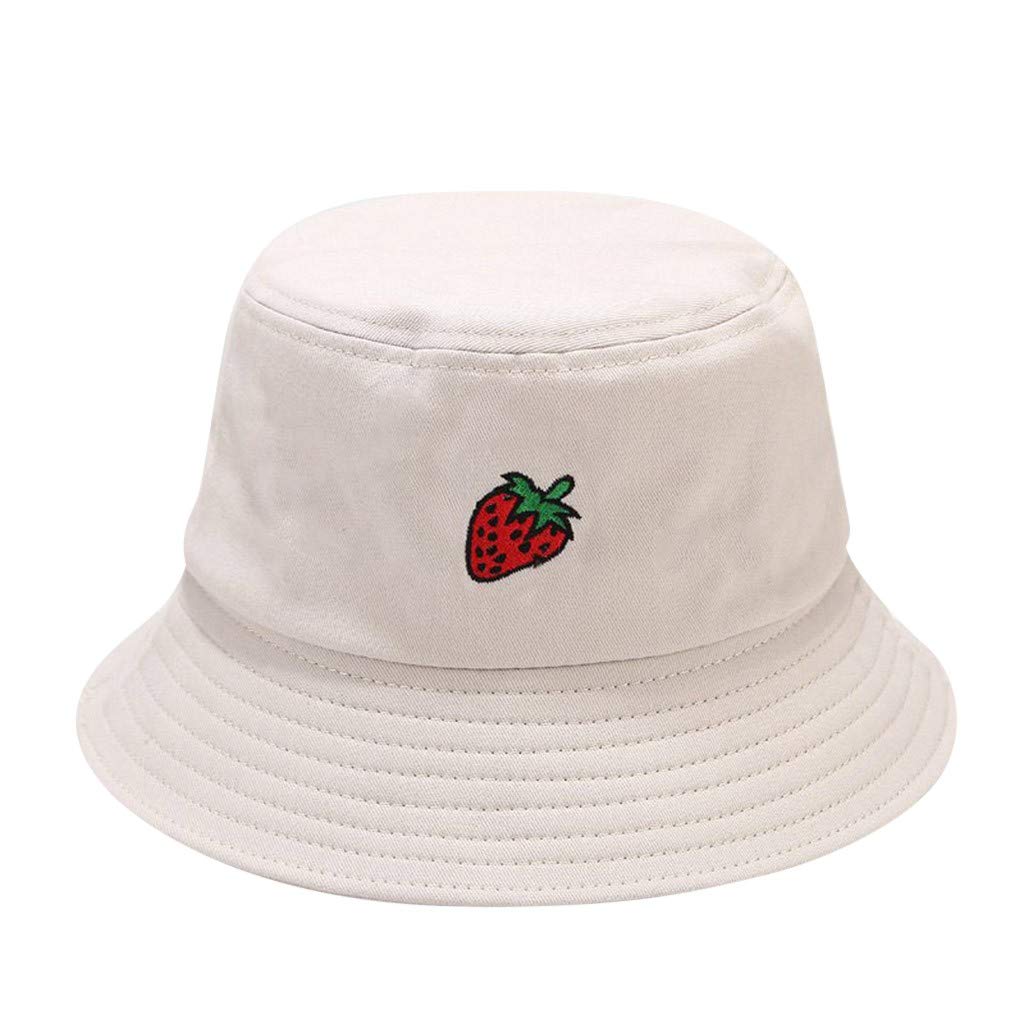 Unisex Strawberry Print Bucket Hat - UV Sun Protection for Men & Women - Outdoor Fishing, Beach & Summer Activities