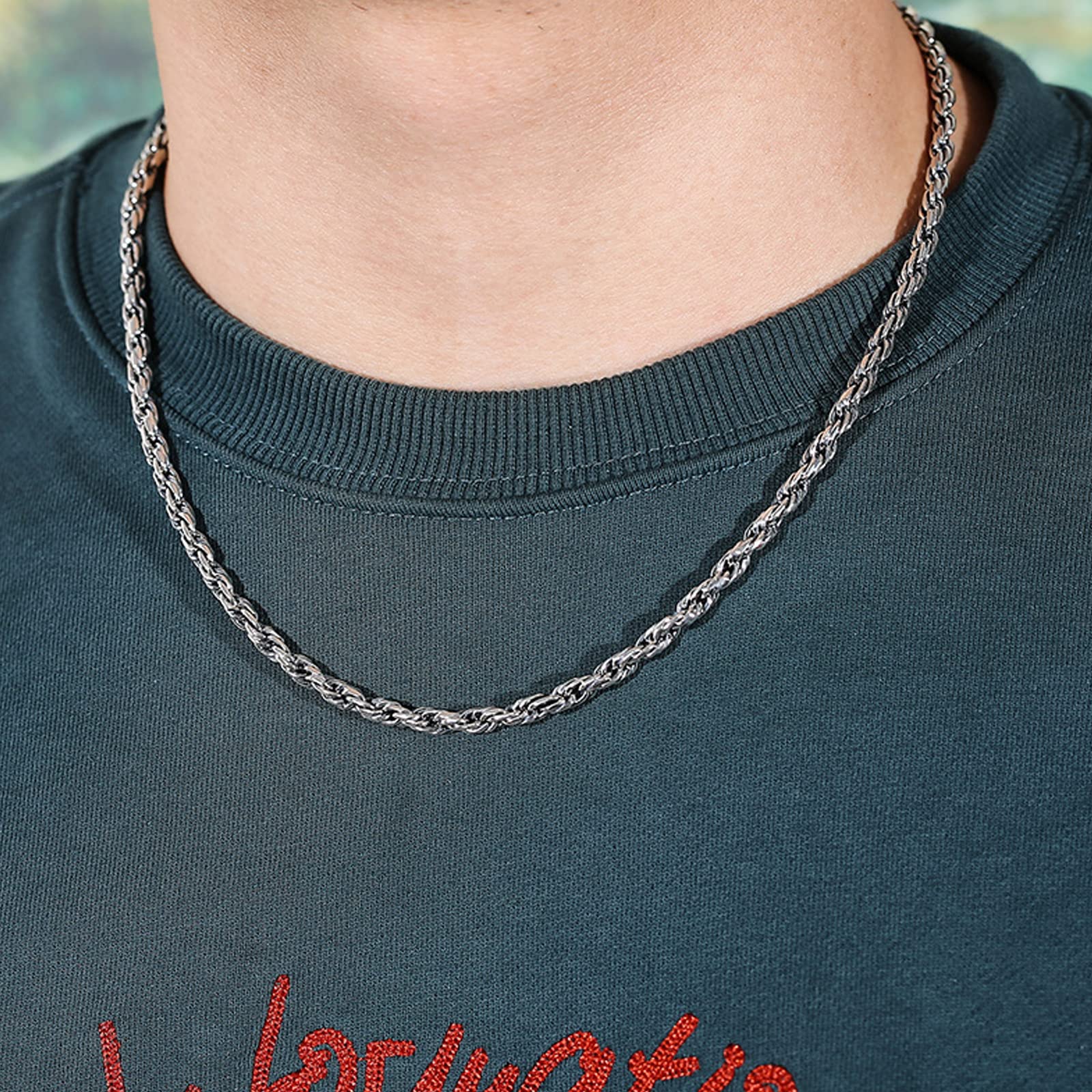 925 Sterling Silver Rope Chain Necklace for Men & Women - Vintage Thai Style Twisted Rope Oxidized Silver Necklace (20-28 Inch) - Perfect Gift for Anniversary, Birthday & Everyday Wear