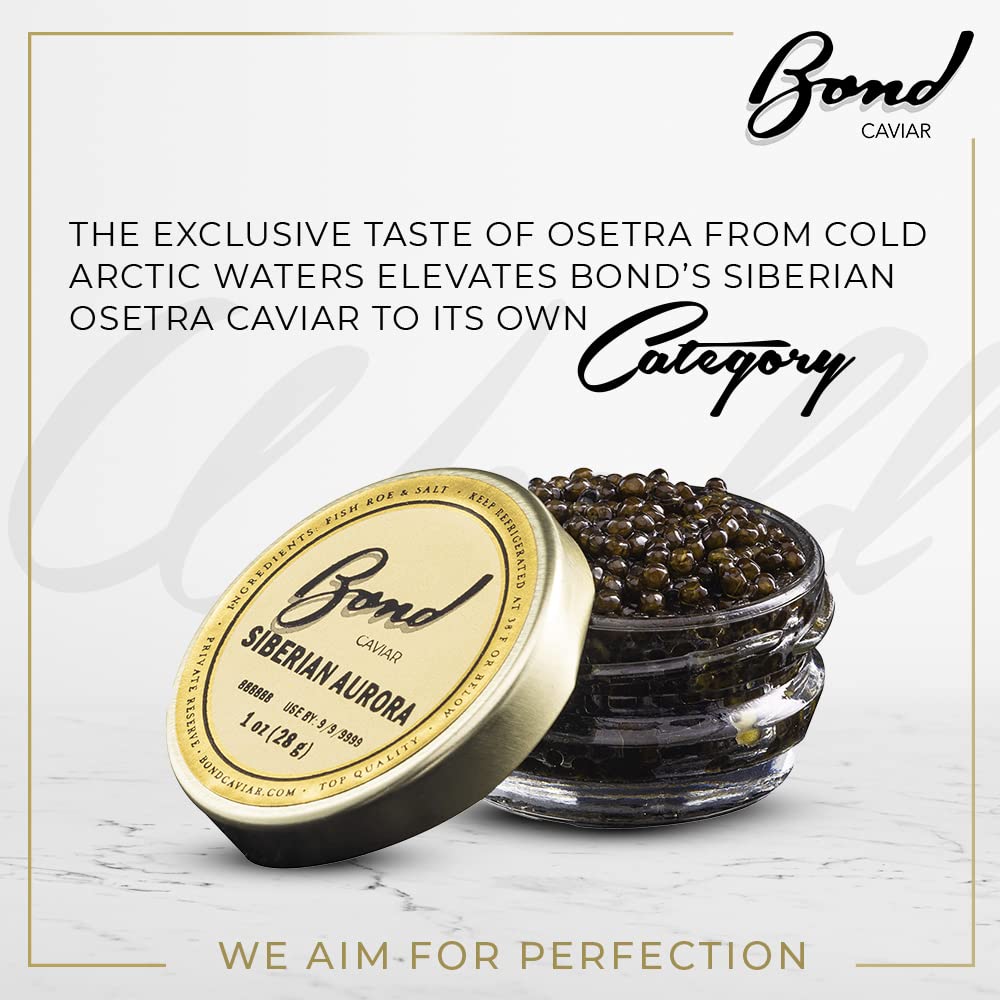 Premium Siberian Osetra Aurora Caviar - World-Renowned Malossol Fish Roe with Sea Salt, Small to Medium Pearls (1oz/28g) | Overnight Delivery | Luxury Gourmet Gift for Weddings, Parties & Special Events | Perfect for Canapés, Blinis & Fine Dining Experiences