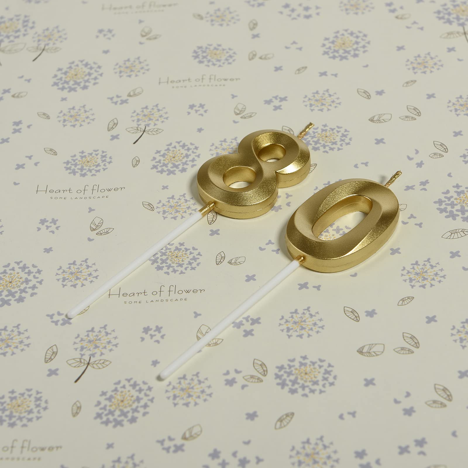 Gold Number 80 Cake Topper Candles - 80th Birthday Party Decorations for Women & Men - Perfect for Milestone Celebrations, Anniversary Cakes, and Retirement Parties