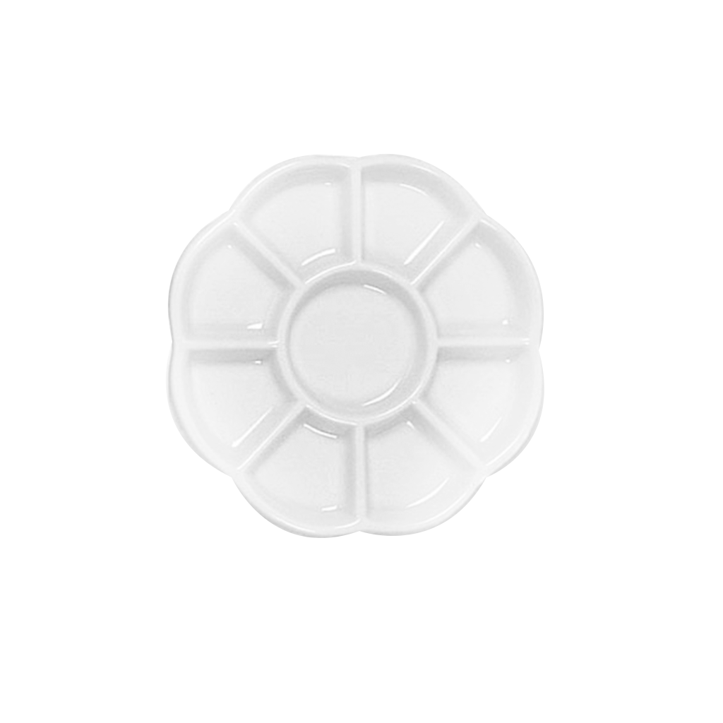 Nine Section Porcelain Paint Tray - 5 5/8 Inch Diameter Artist Palette (WCW208) - Perfect for Acrylic, Oil & Watercolor Painting, DIY Crafts & Art Projects