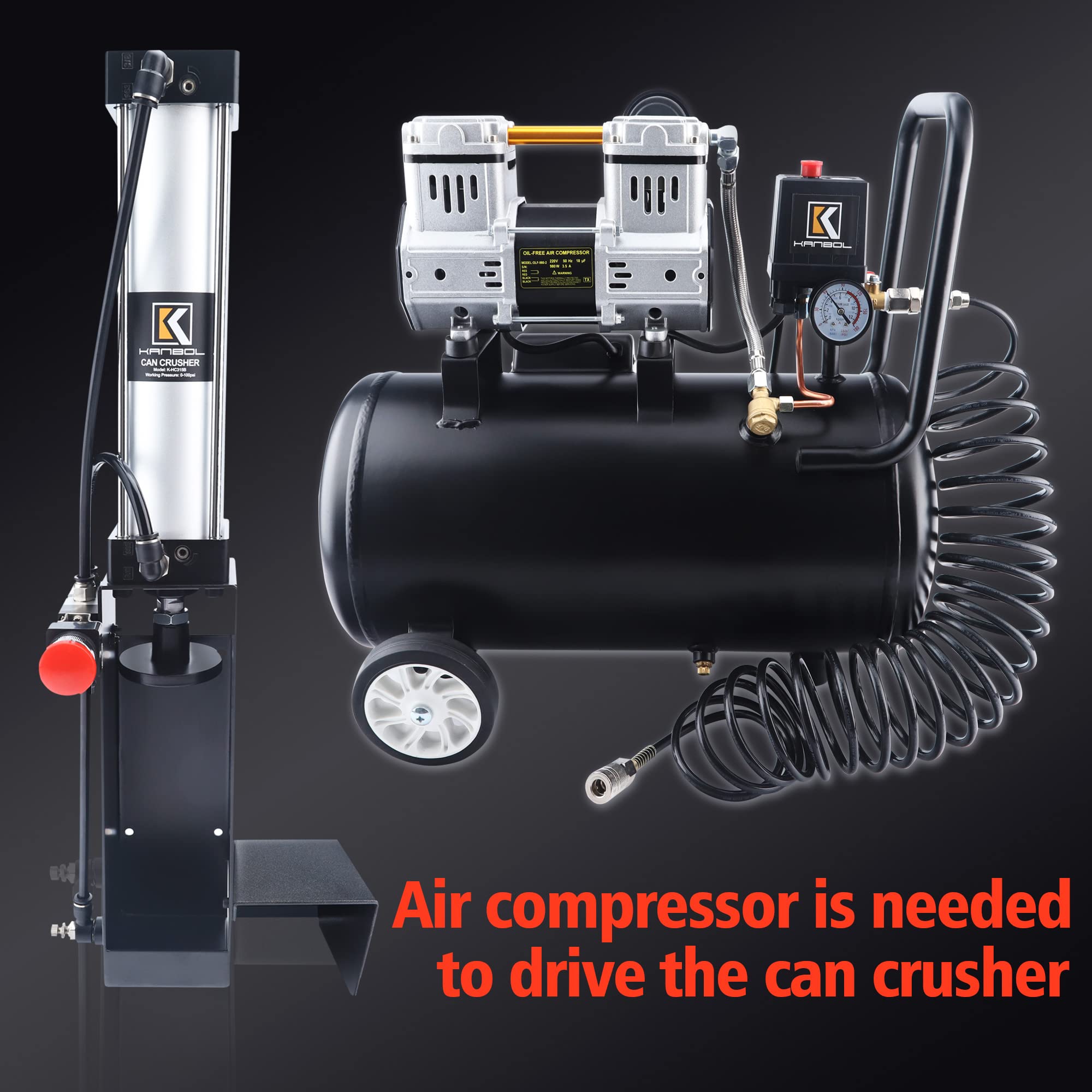 **Pneumatic Can Crusher for Recycling 6oz 12oz 16oz 24oz Aluminum Cans - Wall Mounted Air Can Crusher & Soda Can Crusher (Black) - Perfect for Home, Garage, or Recycling Centers**