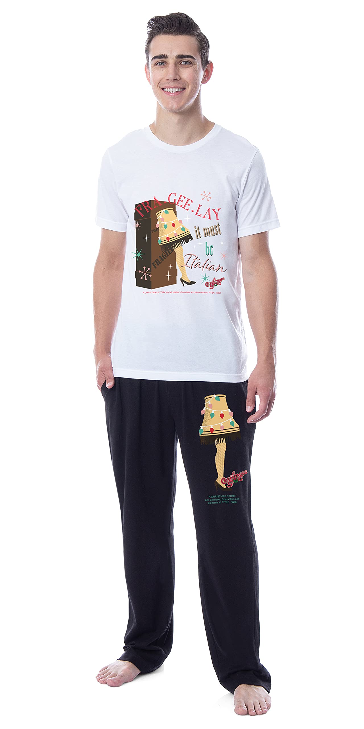 INTIMO A Christmas Story Men's Movie-Inspired Pajama Set - Cozy Fleece Sleepwear for Holiday Movie Nights & Relaxation