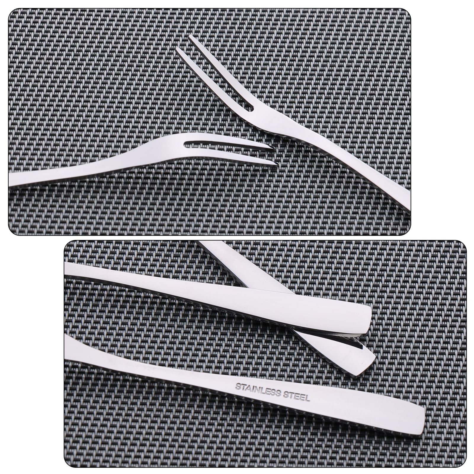 Begale 12-Piece Bistro Appetizer Cocktail & Fruit Forks Set - 2-Prong Small Forks (5.4 Inch) - Perfect for Parties, Weddings, Cheese Platters & Dessert Serving