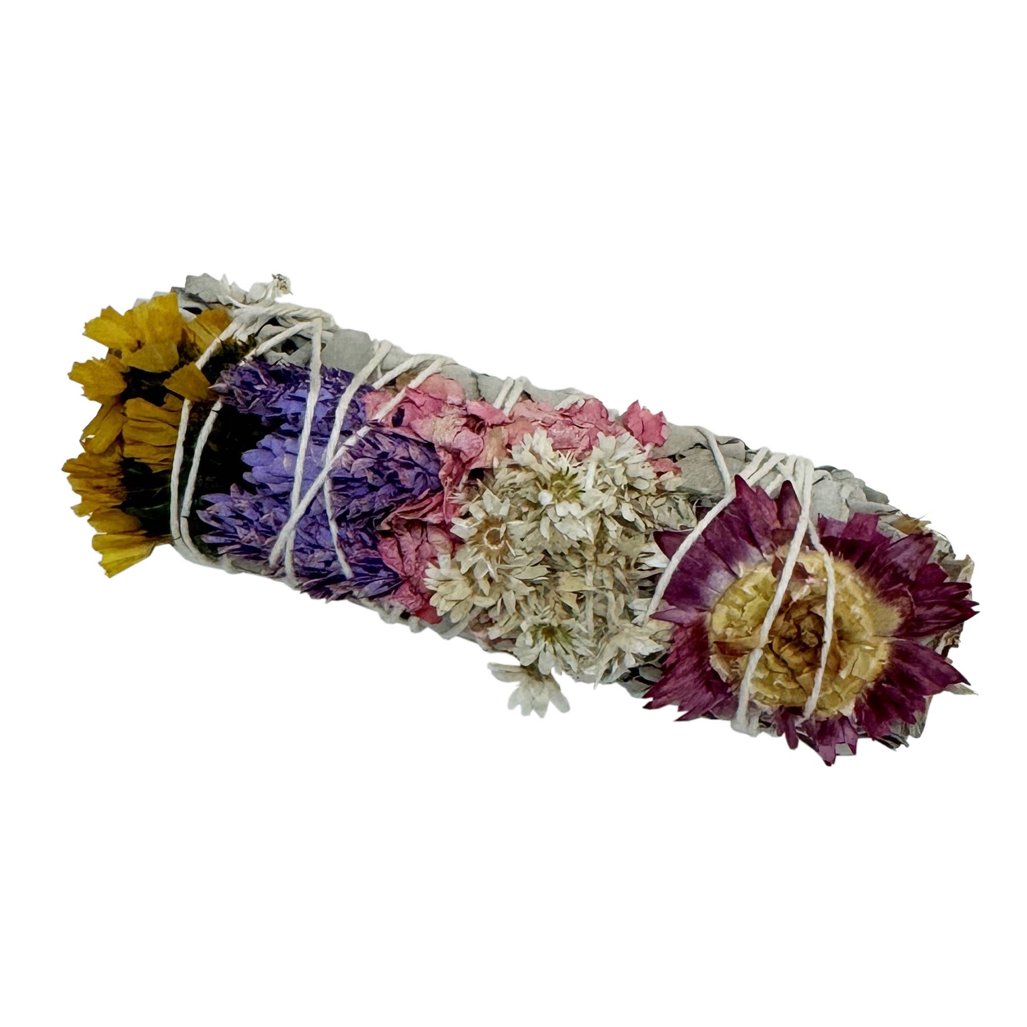 Andaluca 4-Pack Happy Floral Sage Smudge Sticks for Cleansing, Meditation & Positive Energy - Natural White Sage Bundles for Home, Yoga & Spiritual Rituals