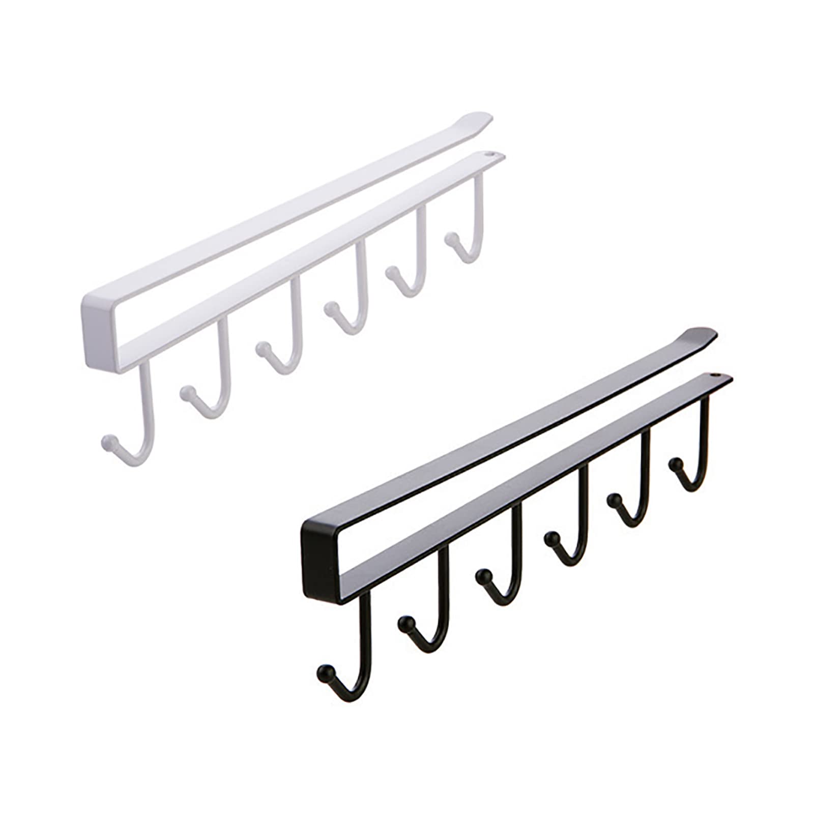 Under Cabinet Cup Holder - 6 Hook Drilling Free Coffee Mug Storage Rack, Space Saving Kitchen Organizer (2 Pack) - Perfect for Small Kitchens, Dorm Rooms & RVs