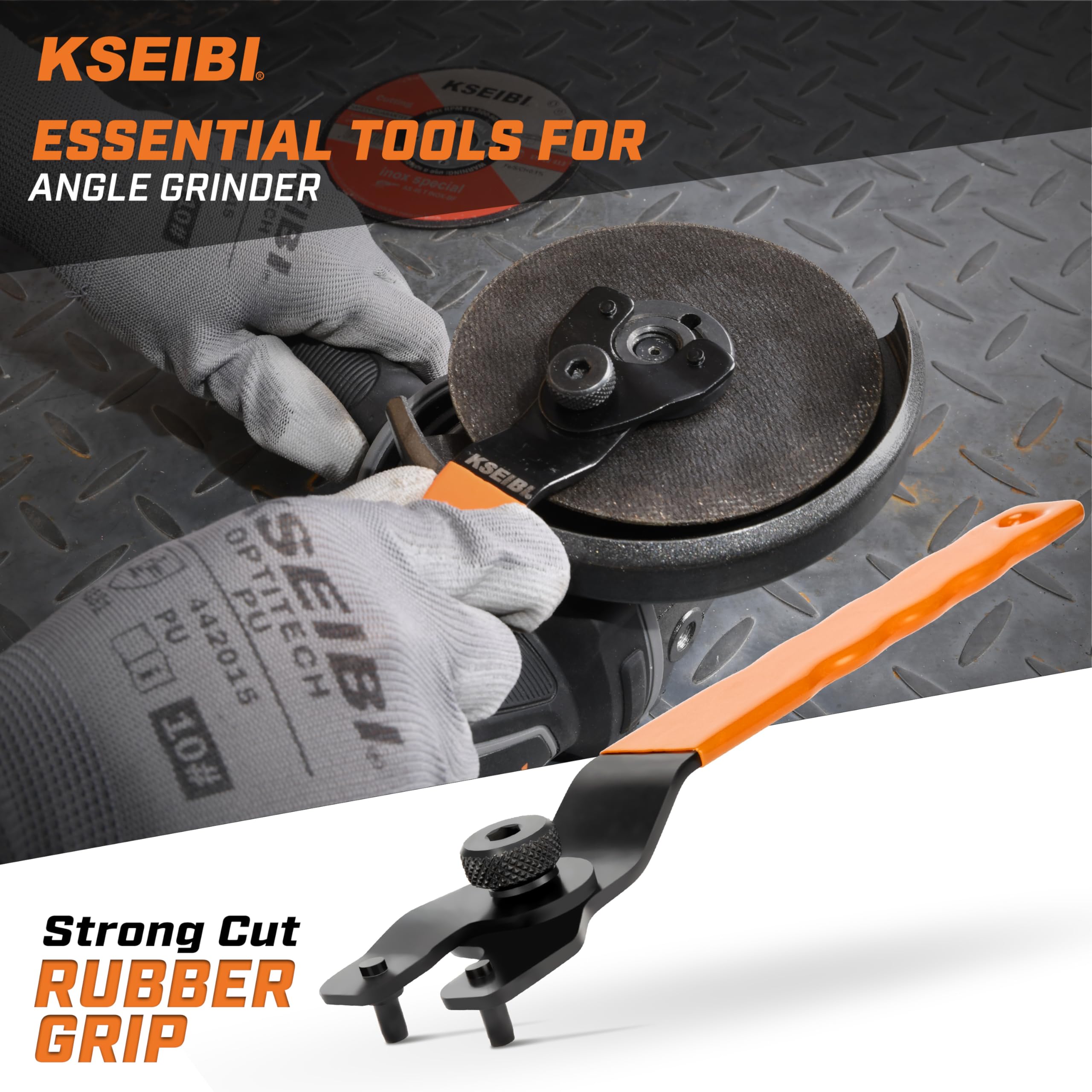 KSEIBI 689048 Universal Adjustable Pin Angle Grinder Wrench - Compatible with 4 to 9 Inch Flange Grinder Tools | Perfect for Metalworking, Woodworking & DIY Projects