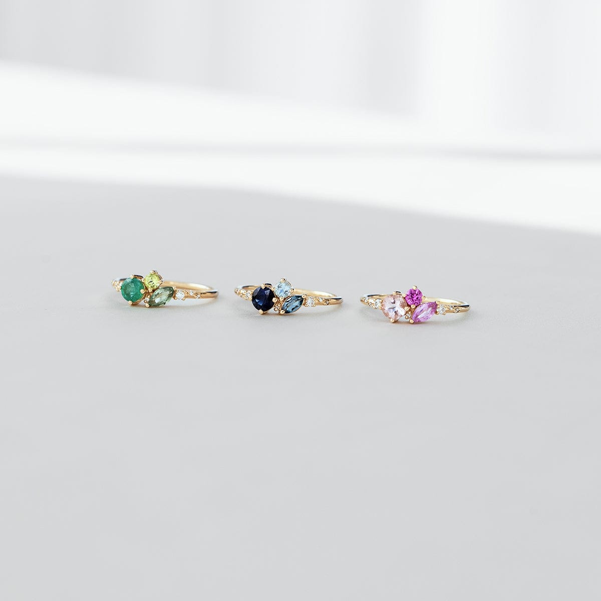 Green Ocean Starry Cluster Ring - Elegant Blue Gemstone Jewelry for Women, Perfect for Parties, Weddings & Date Nights