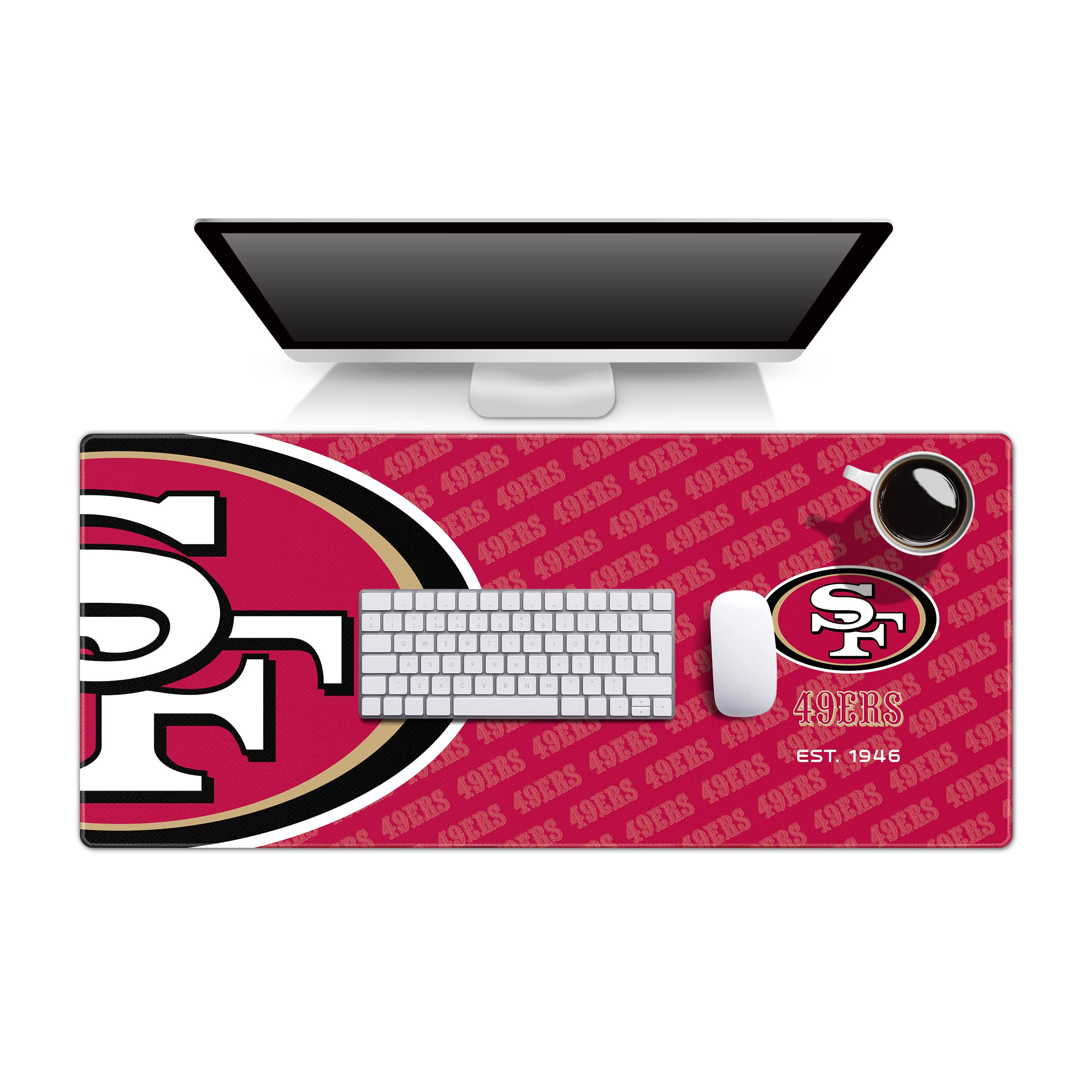 YouTheFan NFL San Francisco 49ers Logo Series Desk Pad - Non-Slip Mouse Pad & Office Desk Mat for Football Fans, Gaming & Work Setup