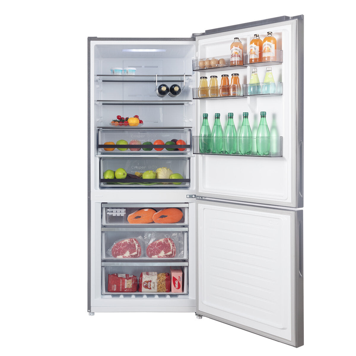 CHiQ 396L Bottom Mount Refrigerator Stainless Steel CBM394NSS6E - Energy Efficient 5-Star Rated with 5-Year Warranty - Perfect for Modern Kitchens & Open-Plan Living Spaces