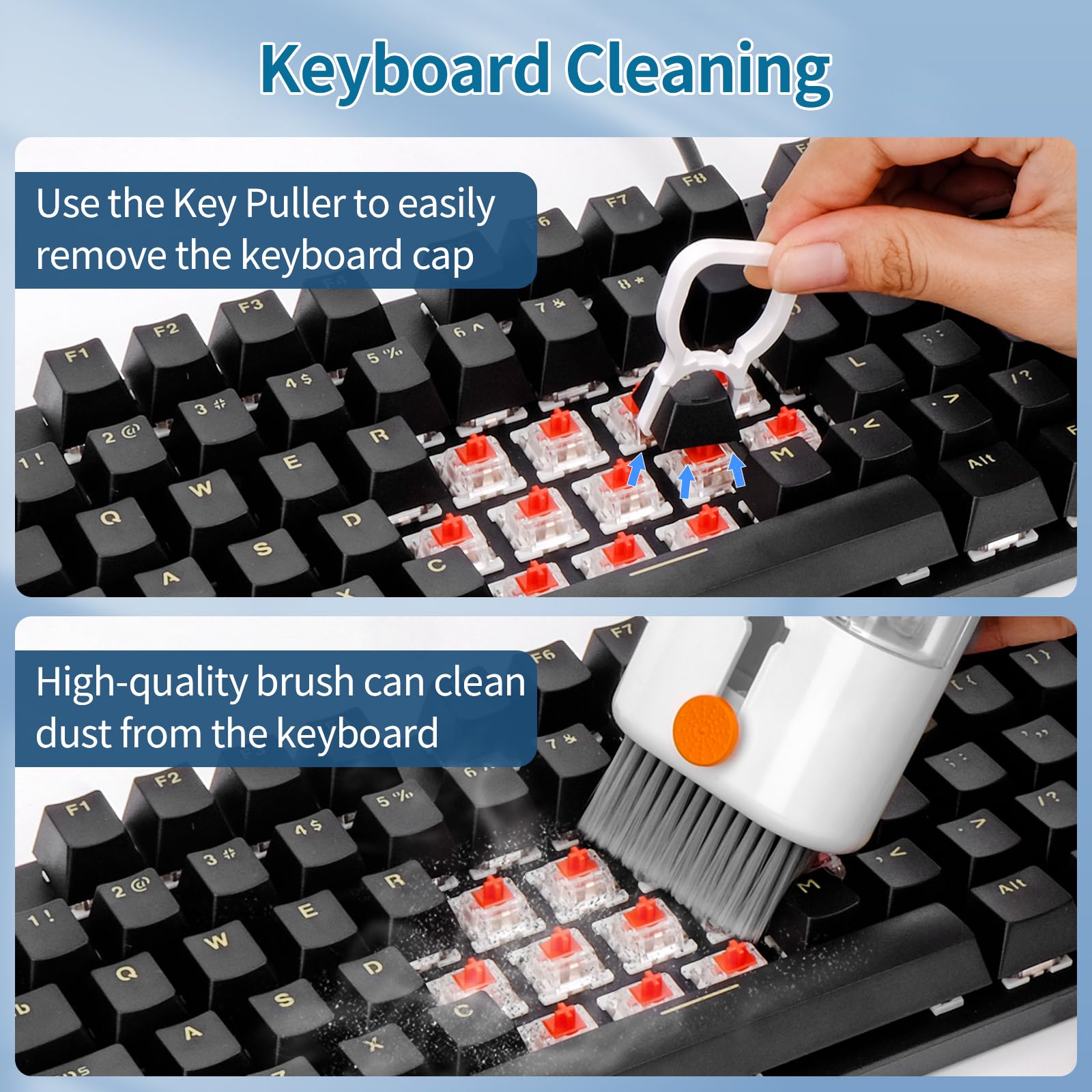 Keyboard Cleaner Laptop Cleaning Kit - All-in-One Computer Tech Brush with AirPod Cleaner, Electronic Screen Cleaner for MacBook, iPhone, Gaming Accessories - Perfect for Home, Office, and Travel Use