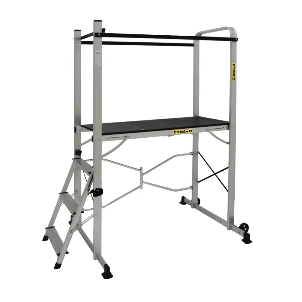Climb It Folding Work Platform - Lightweight Aluminum Scaffold for Home Improvement & Construction - Perfect for Painting, Repairs & DIY Projects
