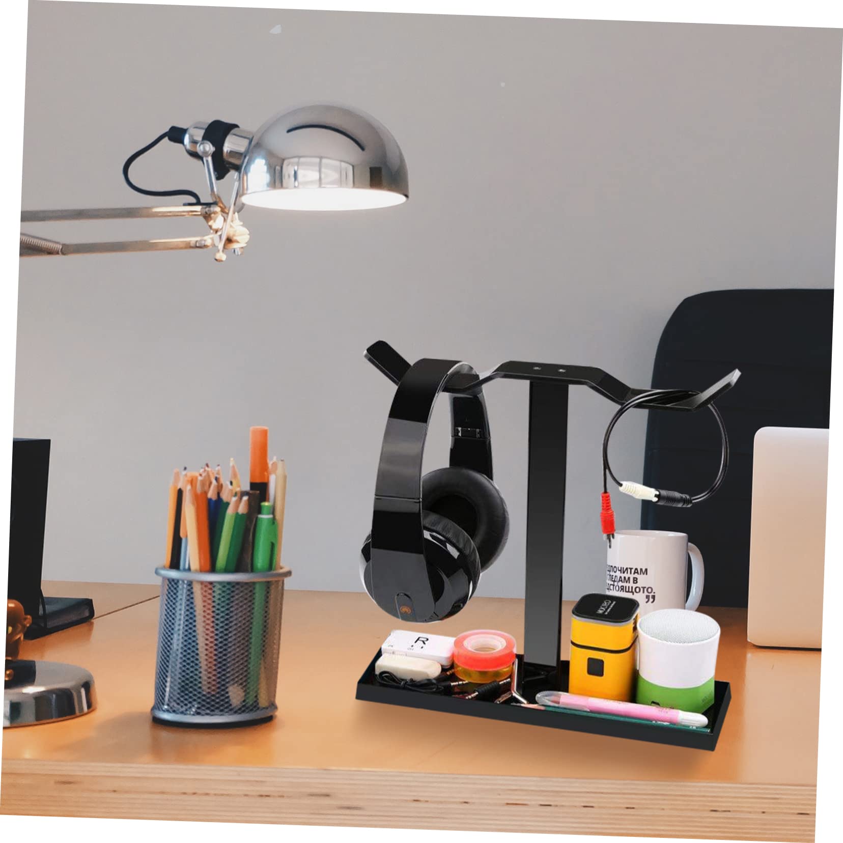 HEMOTON Acrylic Headphone Stand - 4 Pack Desk Headset Holder Hanger Hook for Kids & Adults | Perfect for Gaming, Office, and Home Organization