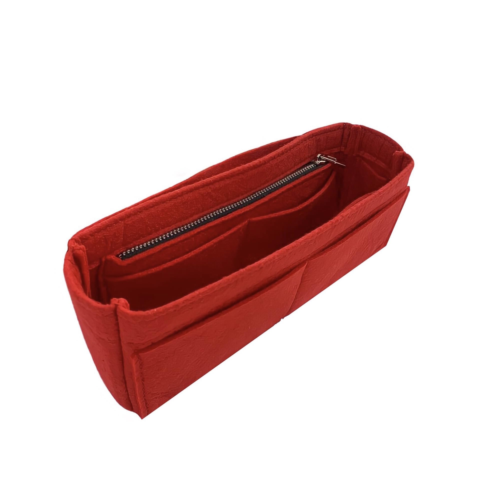 Premium LV Side Trunk PM/MM Purse Organizer Insert - Handmade 2mm Thick Felt with Gold Zipper | Compatible with Louis Vuitton Side Trunk Bags | Perfect for Travel, Work & Daily Use (Red)