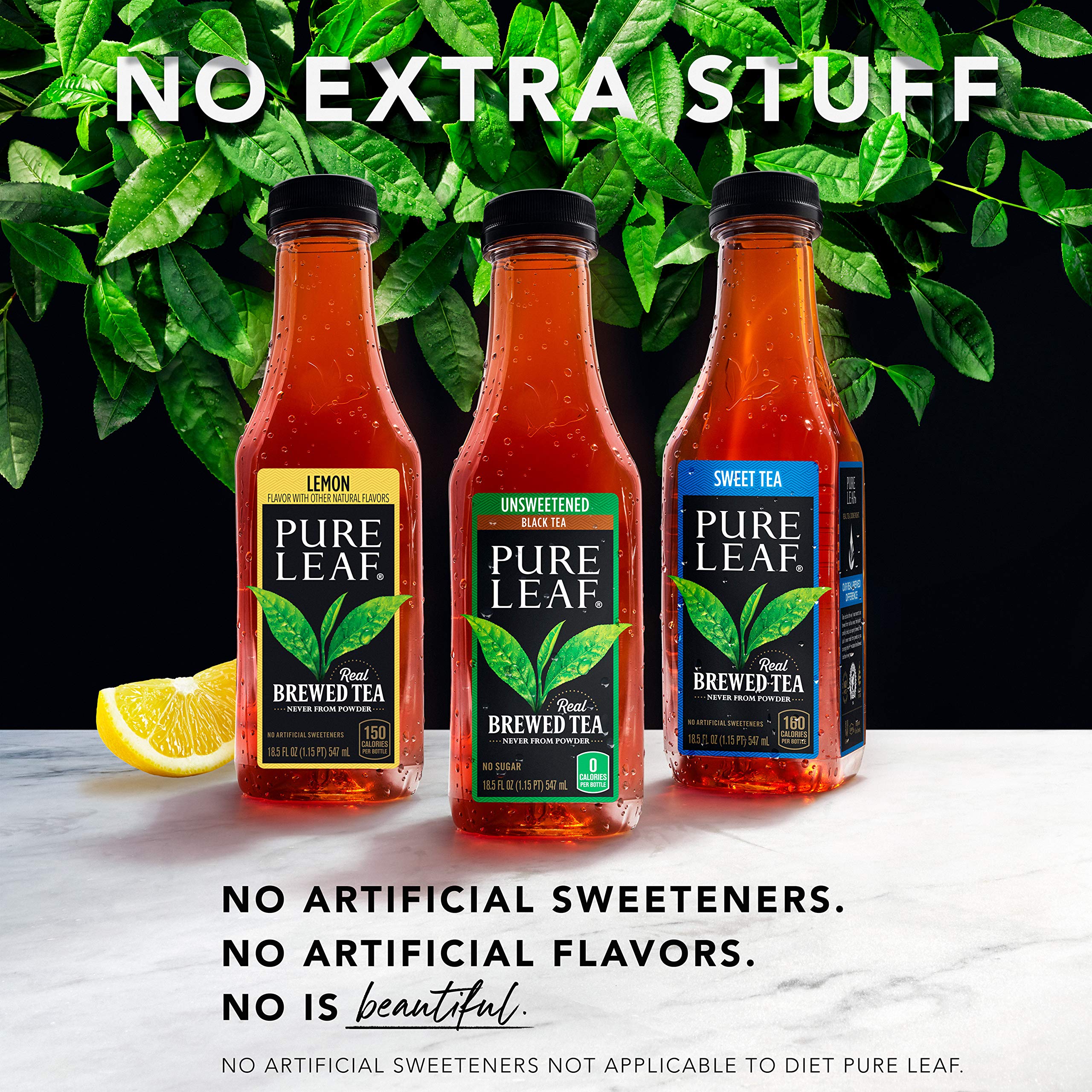 Pure Leaf Unsweetened Lemon Iced Tea - Real Brewed Black Tea, Zero Sugar, Zero Calories, 18.5 Fl Oz Bottles (Pack of 12) | Refreshing Drink for Summer, Picnics & Healthy Lifestyle