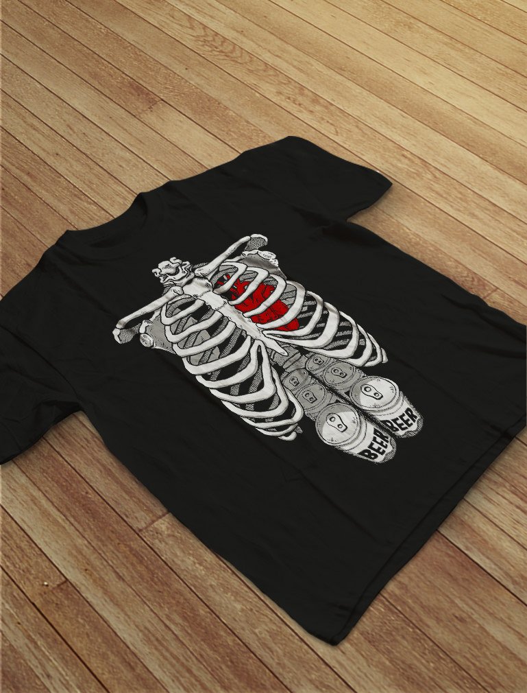 Funny Skeleton Shirt for Men - Rib Cage Costume T-Shirt - Halloween Party Outfit & Cosplay Apparel - Large Size - Perfect for Halloween, Costume Parties, and Themed Events