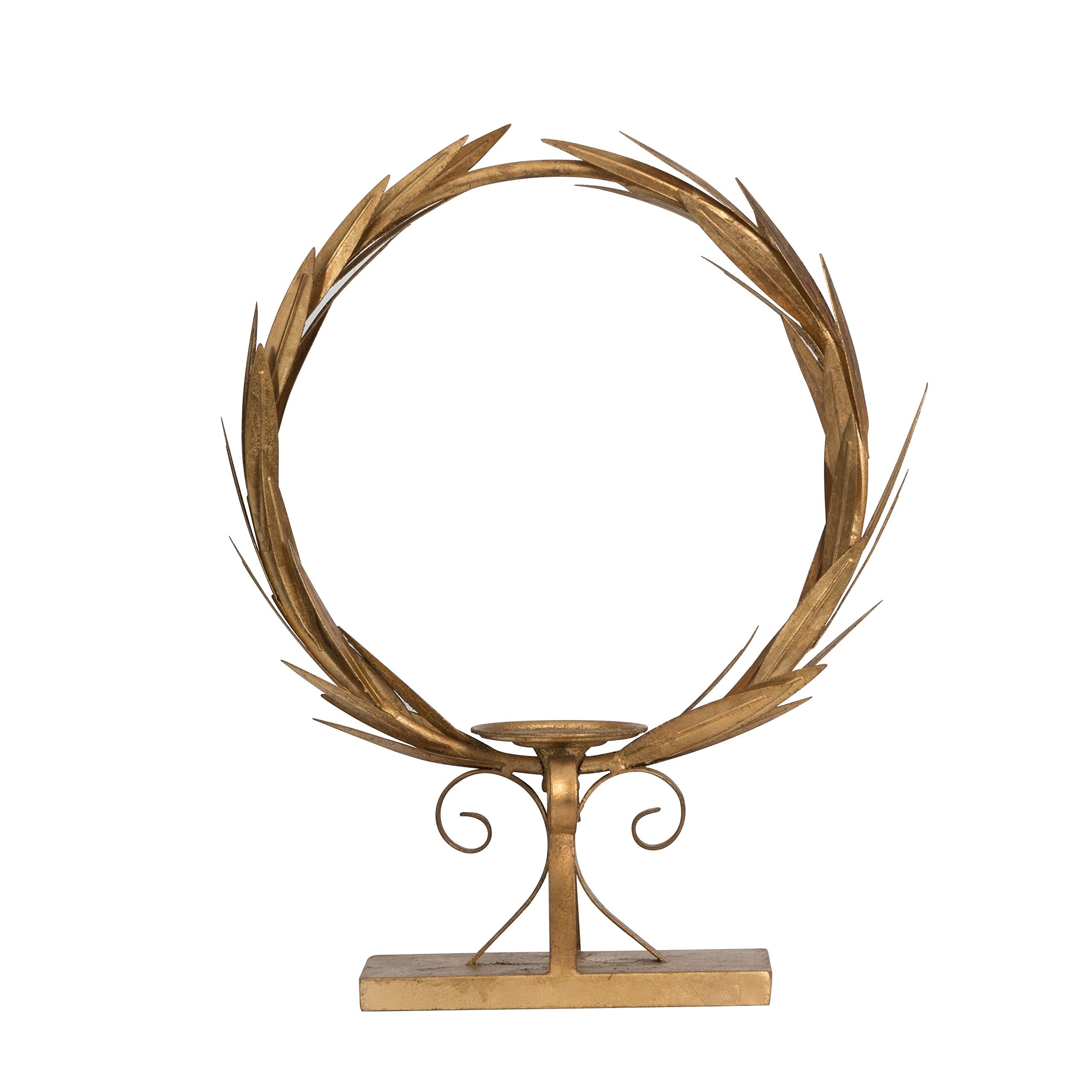 20-Inch Gold Wreath Candle Holder - Elegant Iron Candle Ring for Christmas, Weddings & Home Decor