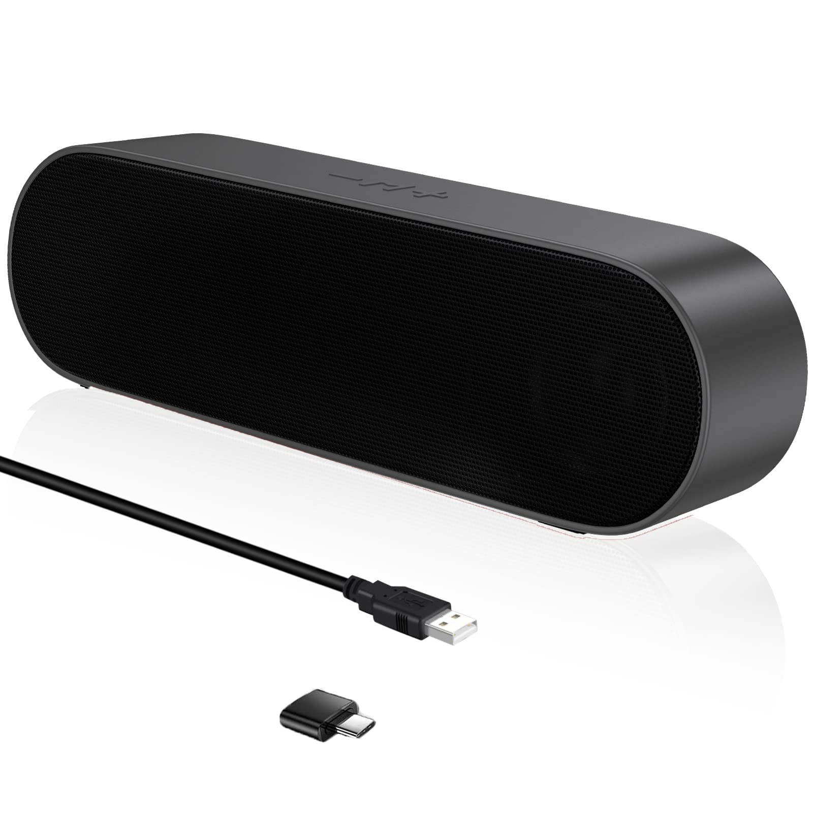 ZETIY USB Powered PC Speakers - Compact Computer Soundbar with Volume Control & Mute Button for Desktop, Laptop, Notebook | Plug & Play | Perfect for Home Office, Gaming & Music Streaming (Grey)