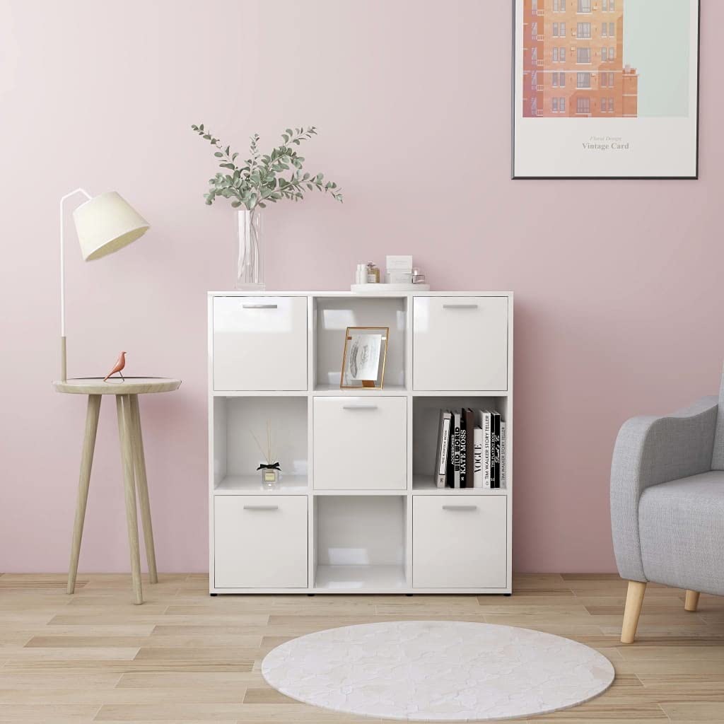 Multi-Purpose Storage Cabinet - White High Gloss Organizer for Bedroom, Closet & Office (35.4
