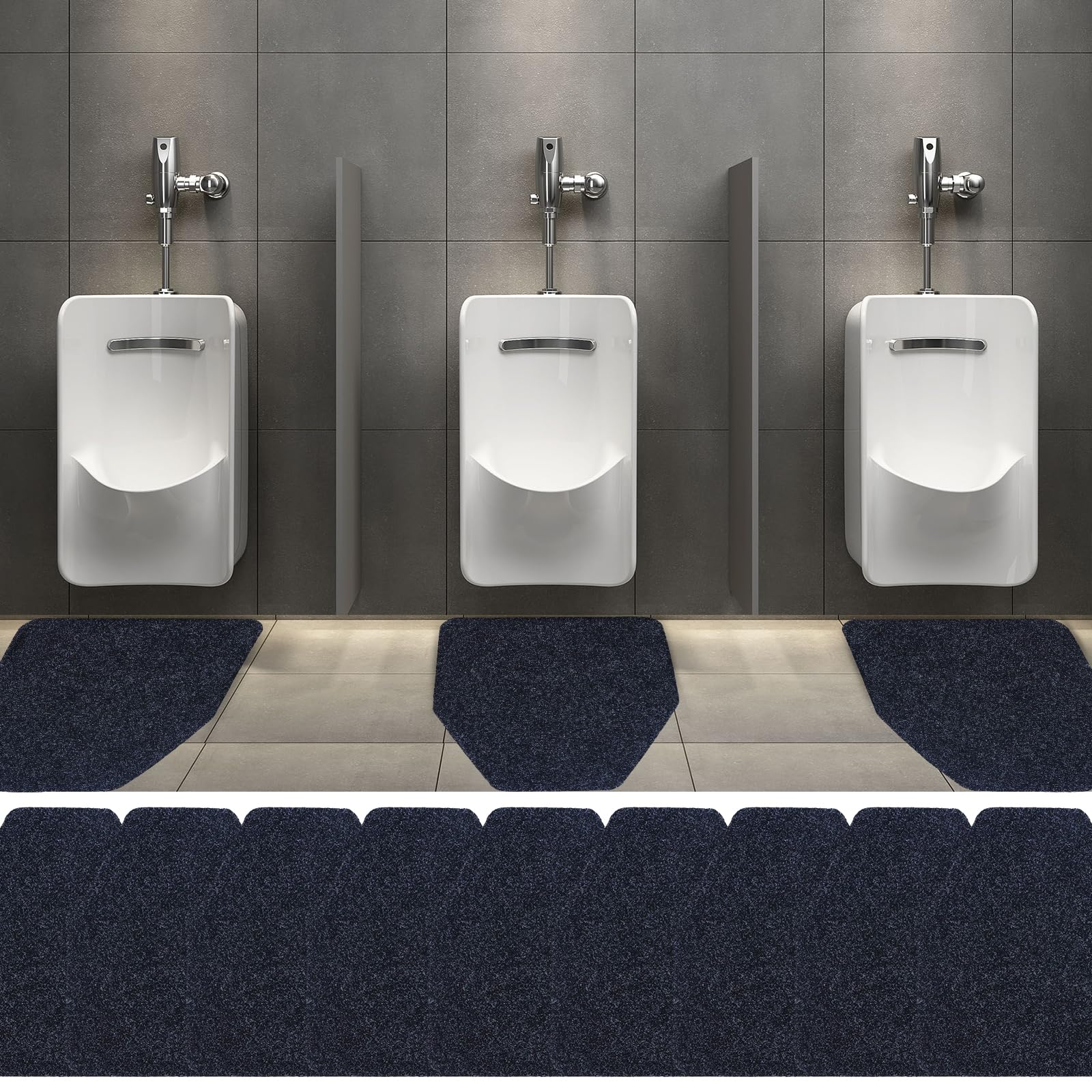 Basima 12 Pack Washable Rubber Urinal Mats for Men - Non-Slip Bathroom Floor Mats, Commercial Toilet Mats (17.5