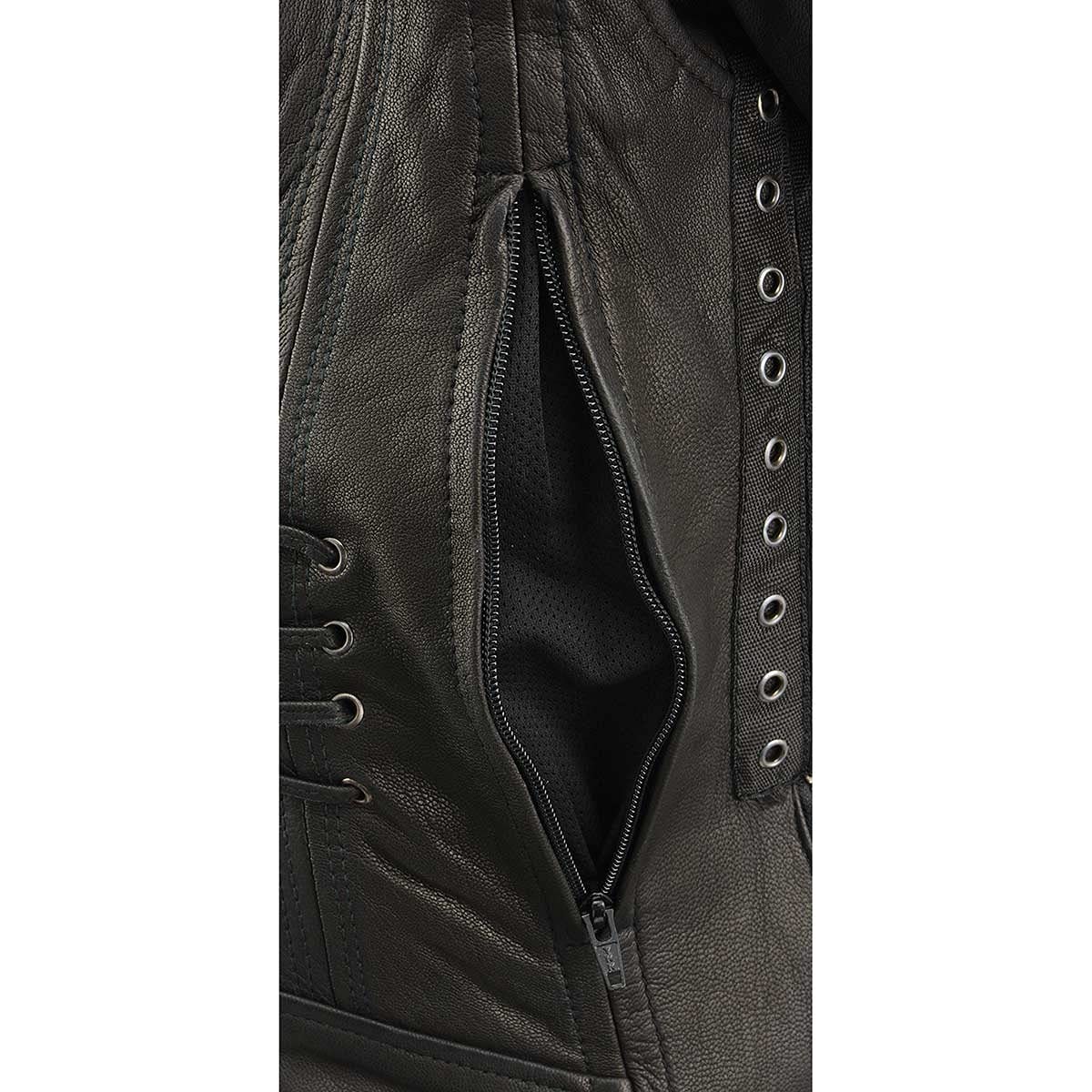 Milwaukee Leather MLL2535 Women's Black Lightweight Scuba Racer Jacket - Genuine Leather Motorcycle Jacket for Riding, Commuting & Outdoor Adventures