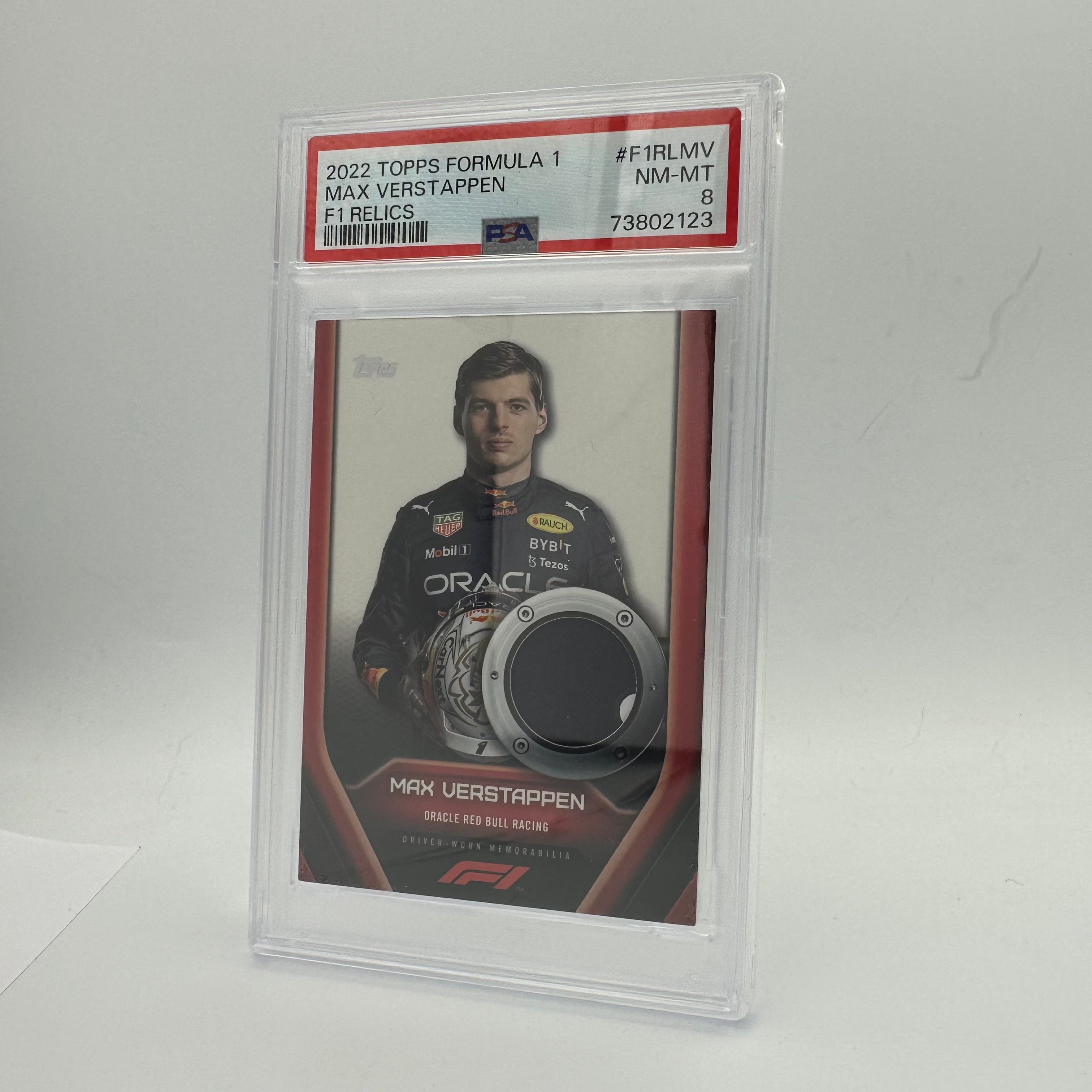 PSA 8 MAX VERSTAPPEN #F1RLMV Relic Card - Authentic Formula 1 Racing Collectible for Fans & Memorabilia Enthusiasts