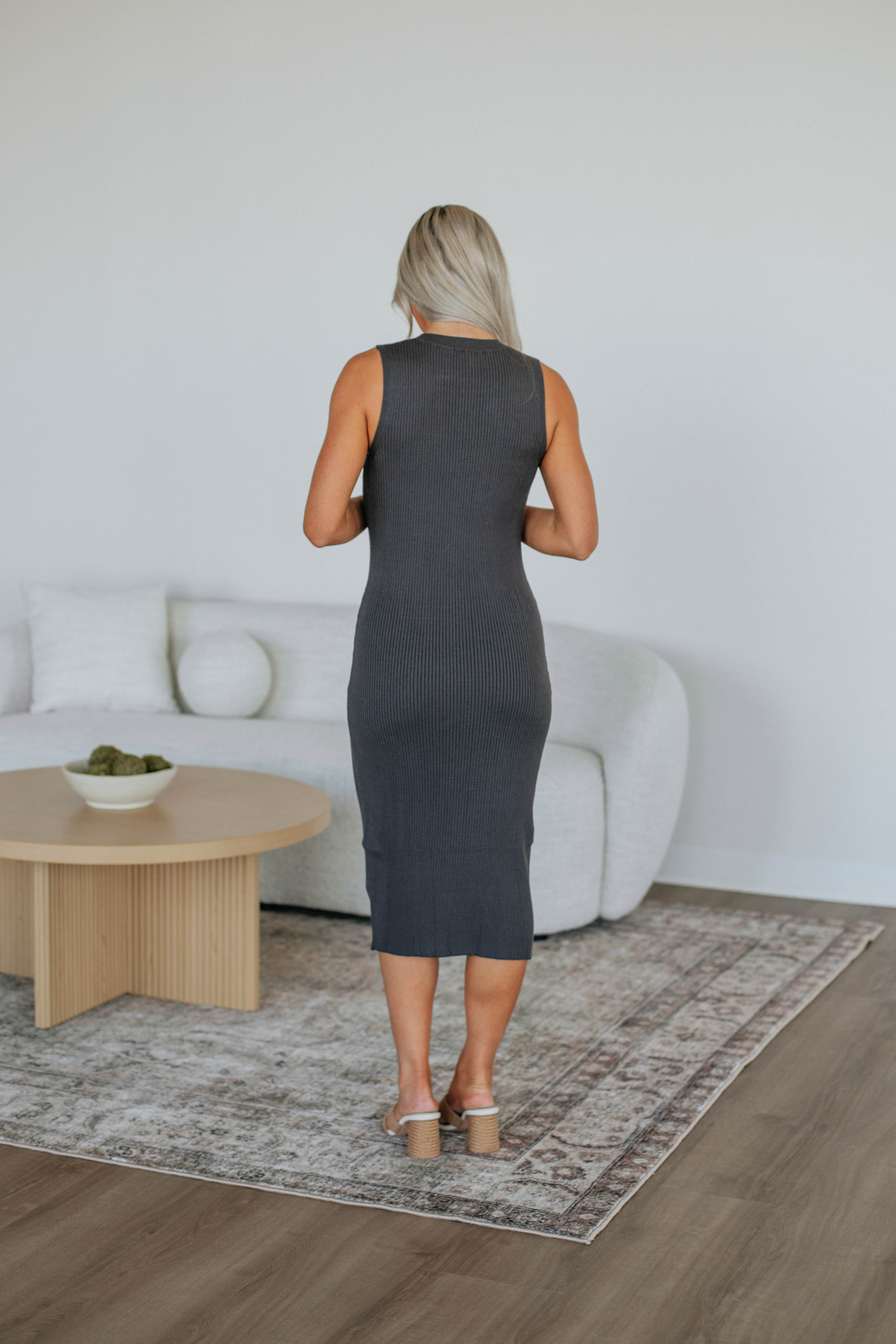 Carina Midi Dress - Elegant Charcoal Gray Flowy Summer Dress for Women | Perfect for Weddings, Parties & Casual Outings