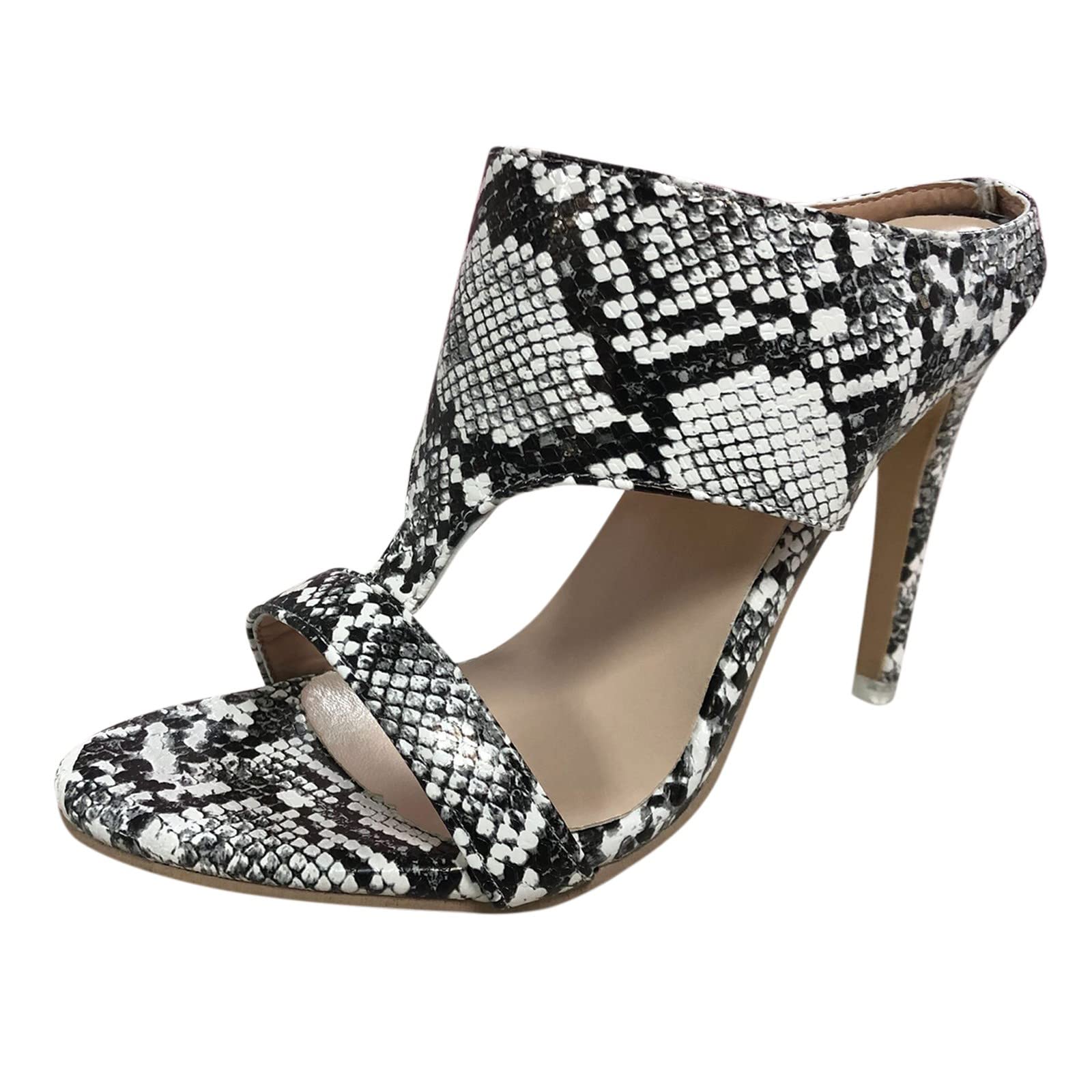 Women's Fashion High Heel Sandals - Snake Print Open Toe Summer Shoes for Casual Wear | Perfect for Beach, Party, and Daily Outfits