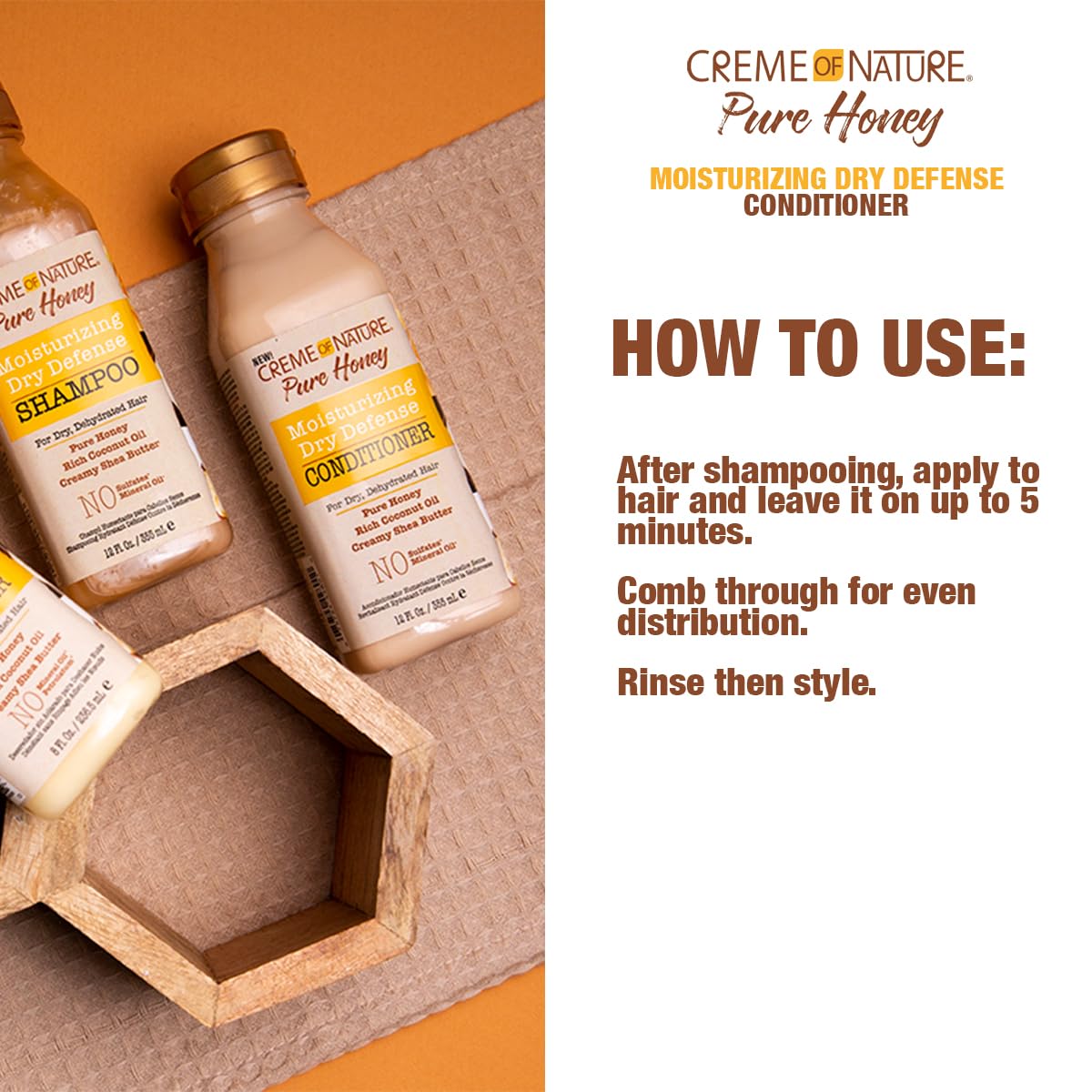 Creme of Nature Coconut Oil & Shea Butter Hair Conditioner for Dry, Damaged Hair - Deep Moisturizing Treatment with Pure Honey - 12.07 Fl Oz for Daily Hair Care & Repair