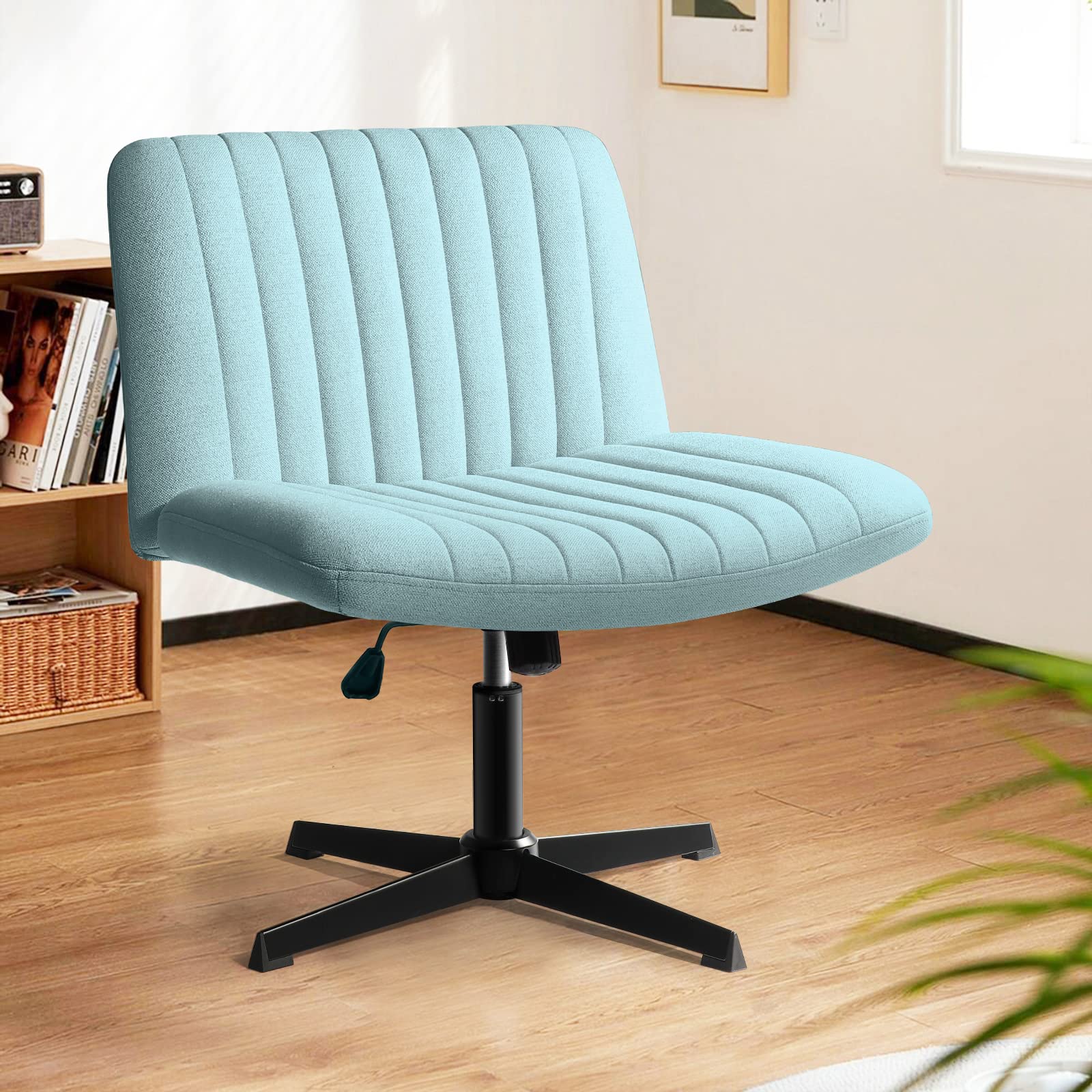 LEMBERI Ergonomic Fabric Padded Desk Chair - Armless Swivel Office Chair with 120° Rocking & Mid Back Support for Home Office, Computer Work, Makeup Vanity | Perfect for Small Spaces, Bedrooms & Compact Work Areas