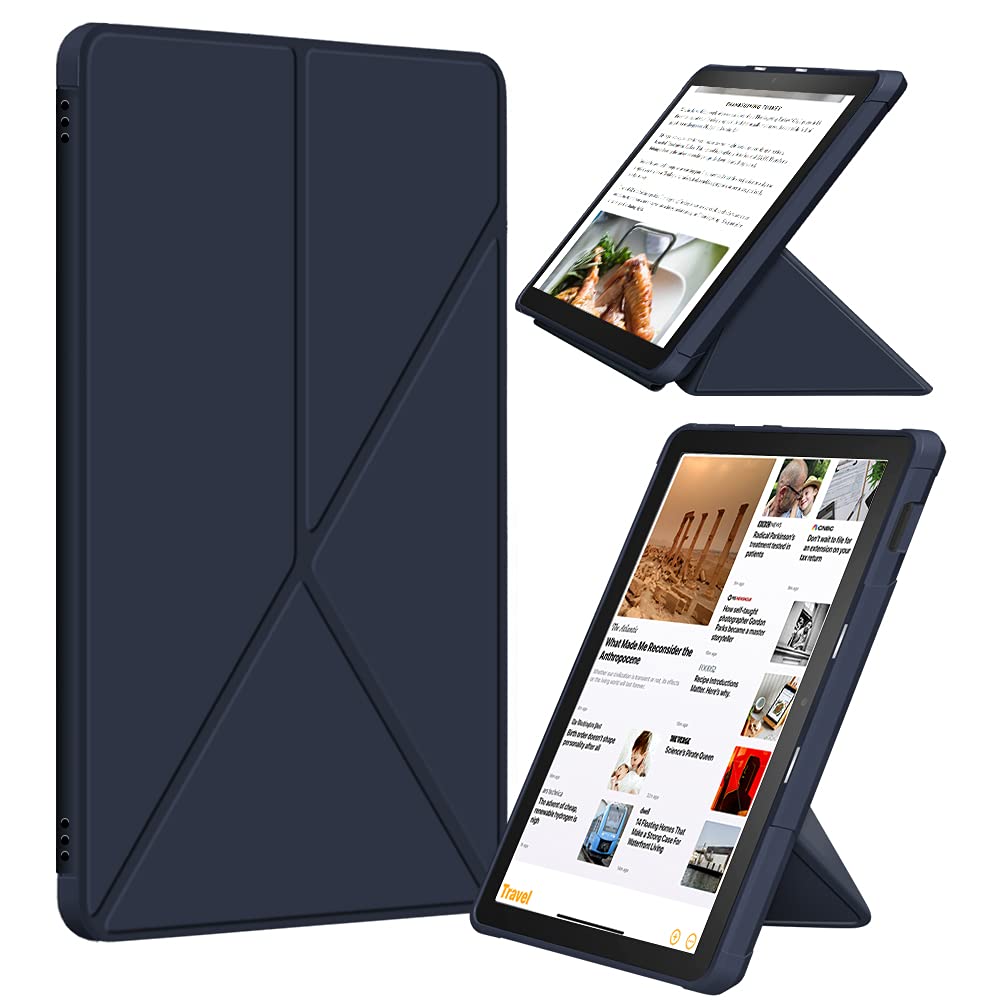Premium UGOcase PU Leather Smart Cover with Kickstand for Fire HD 10 Plus Tablet 11th Gen (2021 Release) - Auto Wake/Sleep Protection - Dark Blue - Perfect for Work, Travel & Entertainment