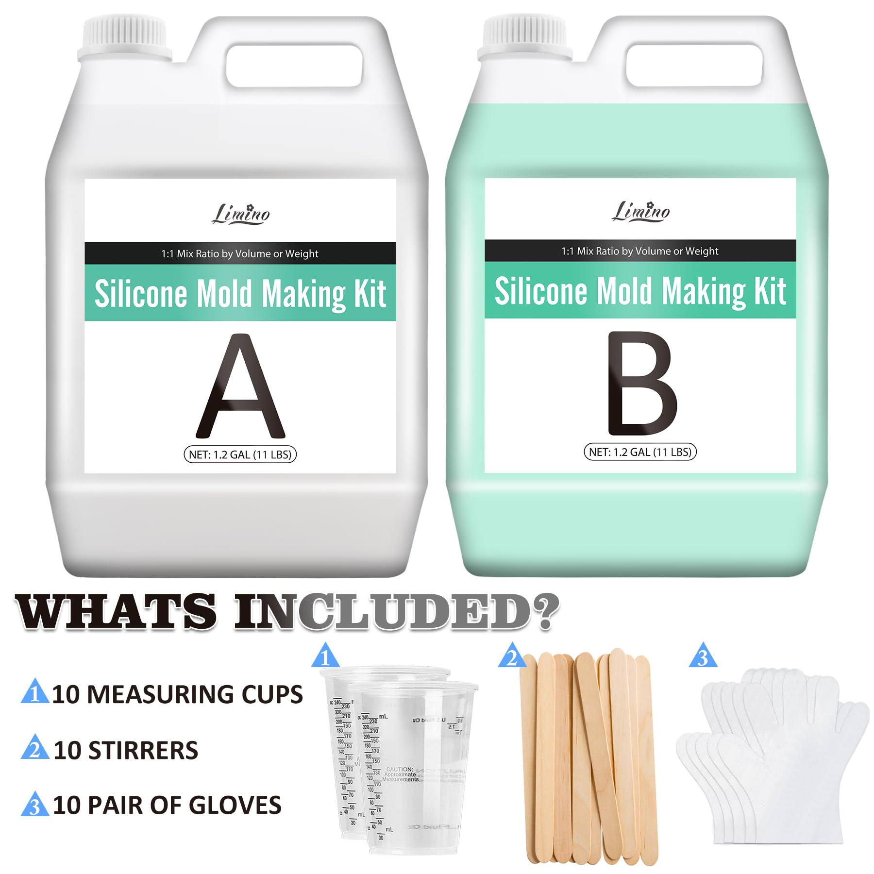 Premium 2.4 Gallon 15A Liquid Silicone Rubber for Mold Making - Fast Curing 1:1 Mix Ratio Silicone Kit for Resin, Candle & Soap Molds - DIY Craft Supplies for Home Decor, Jewelry Making and Art Projects