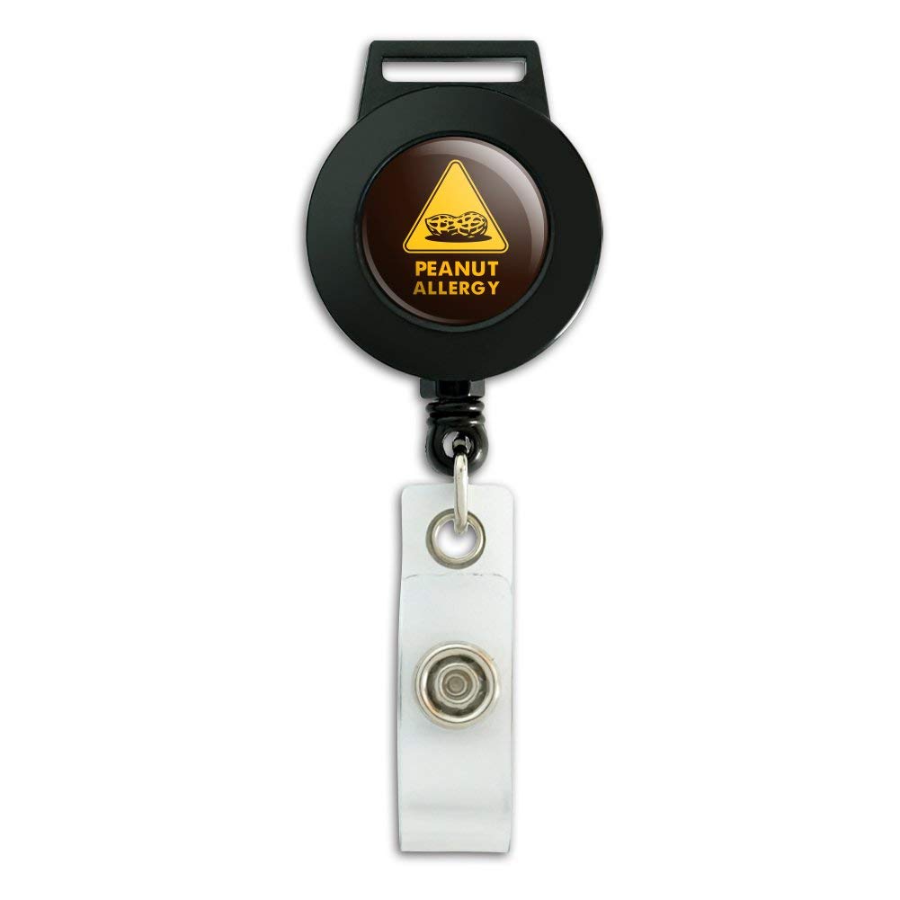 Peanut Allergy Warning Lanyard with Retractable Reel & ID Badge Holder - Essential Safety Accessory for Schools, Workplaces and Public Events