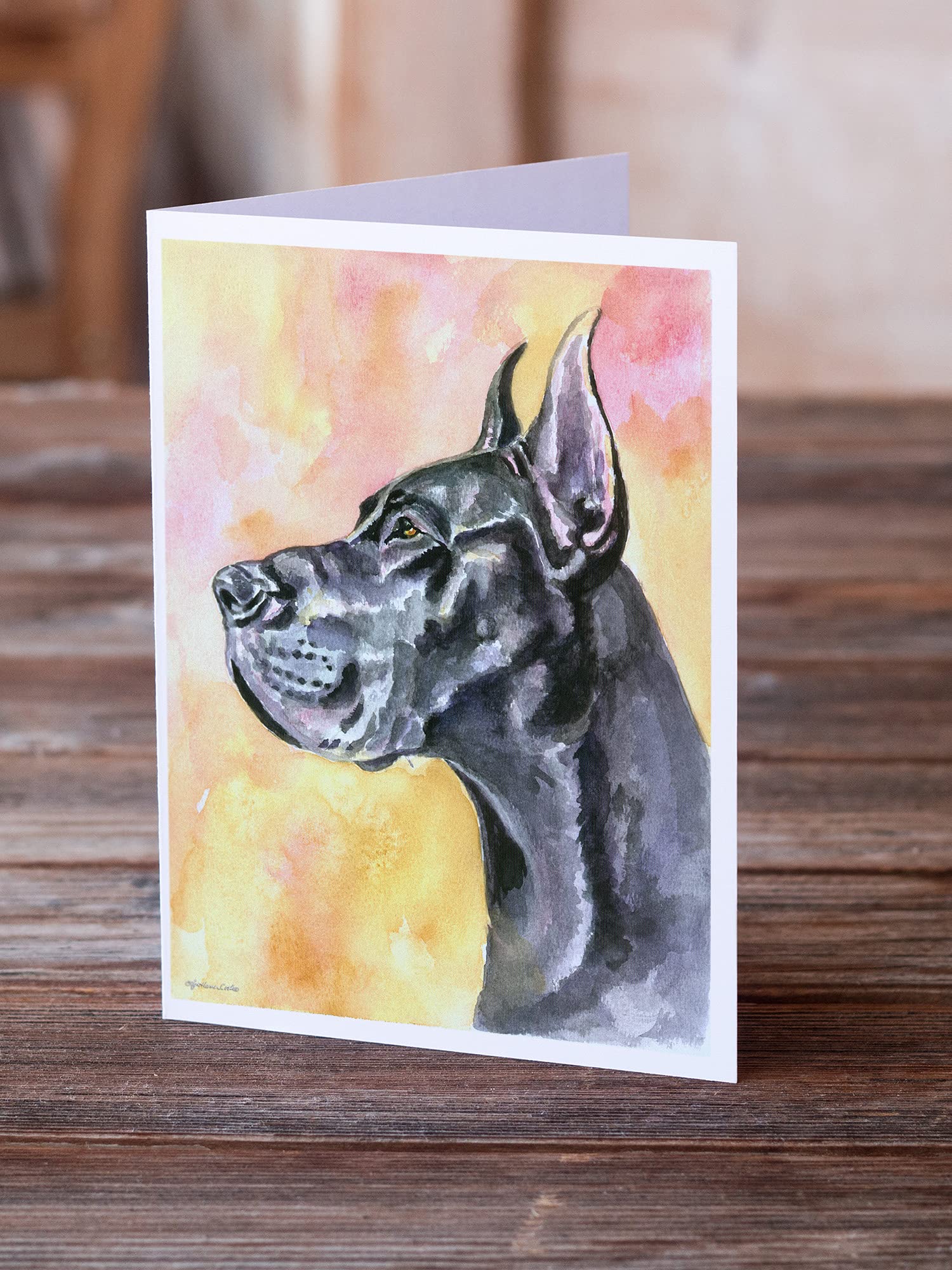 Great Dane Black Cropped Greeting Cards & Envelopes - Pack of 8 Blank A7 Note Cards (5x7 inches) | Whimsical Dog Lover Stationery for Birthdays, Thank You Notes & Special Occasions