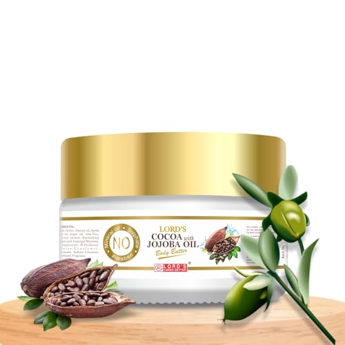 Organic Cocoa & Jojoba Oil Body Butter - 100ml Deep Moisturizing Cream for Dry Skin - Perfect for Daily Hydration & Nighttime Skincare Routine