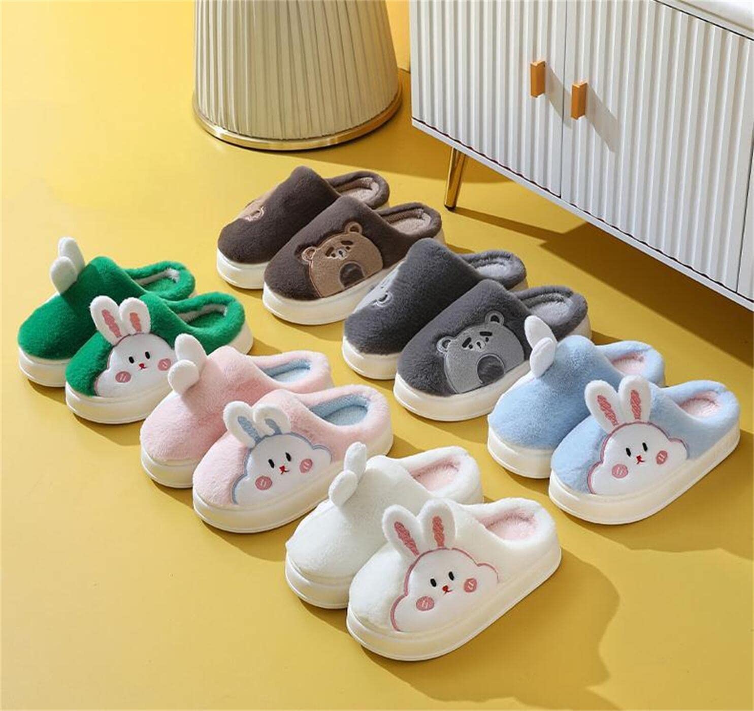 Cozy Cartoon Rabbit Plush Slippers for Men & Women - Soft Warm Indoor/Outdoor Winter House Shoes with Thick Sole - Perfect for Home, Office, Travel & Relaxation