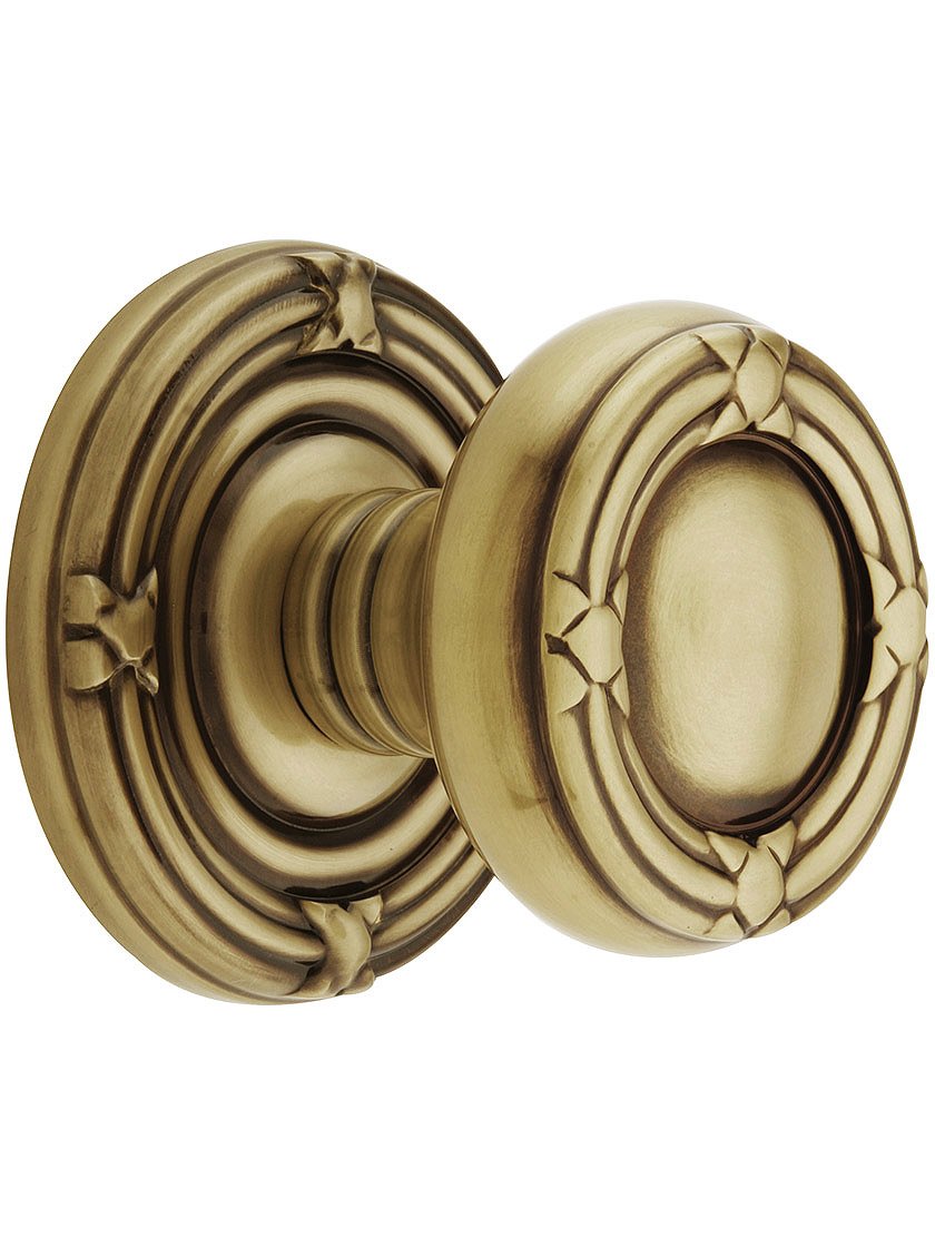 Antique Brass Round Knob Double Dummy Ribbon and Reed Door Set - Perfect for Vintage Home Decor, Farmhouse Style Interiors & DIY Room Makeovers