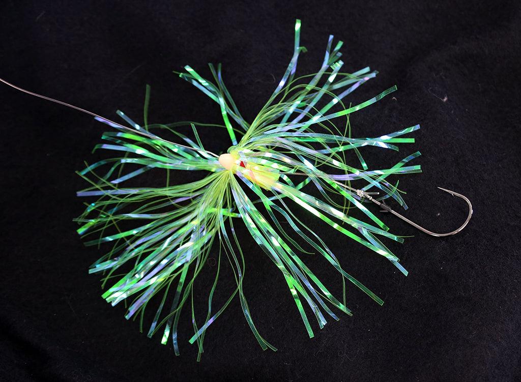Jigging World Hi Lo Flasher Rigs with Grub Holder Hooks - Saltwater Fishing Lures for Bass, Flounder & Striped Bass - Perfect for Offshore & Inshore Fishing