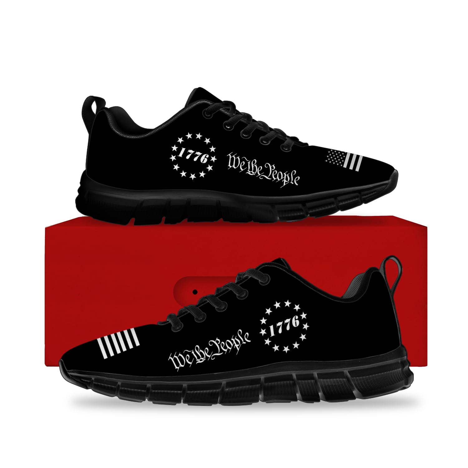 1776 Flag Walking Shoes for Women & Men - Lightweight Breathable Tennis Sneakers | Patriotic Comfort Shoes for Walking, Running & Casual Wear | Perfect Gift for Him & Her