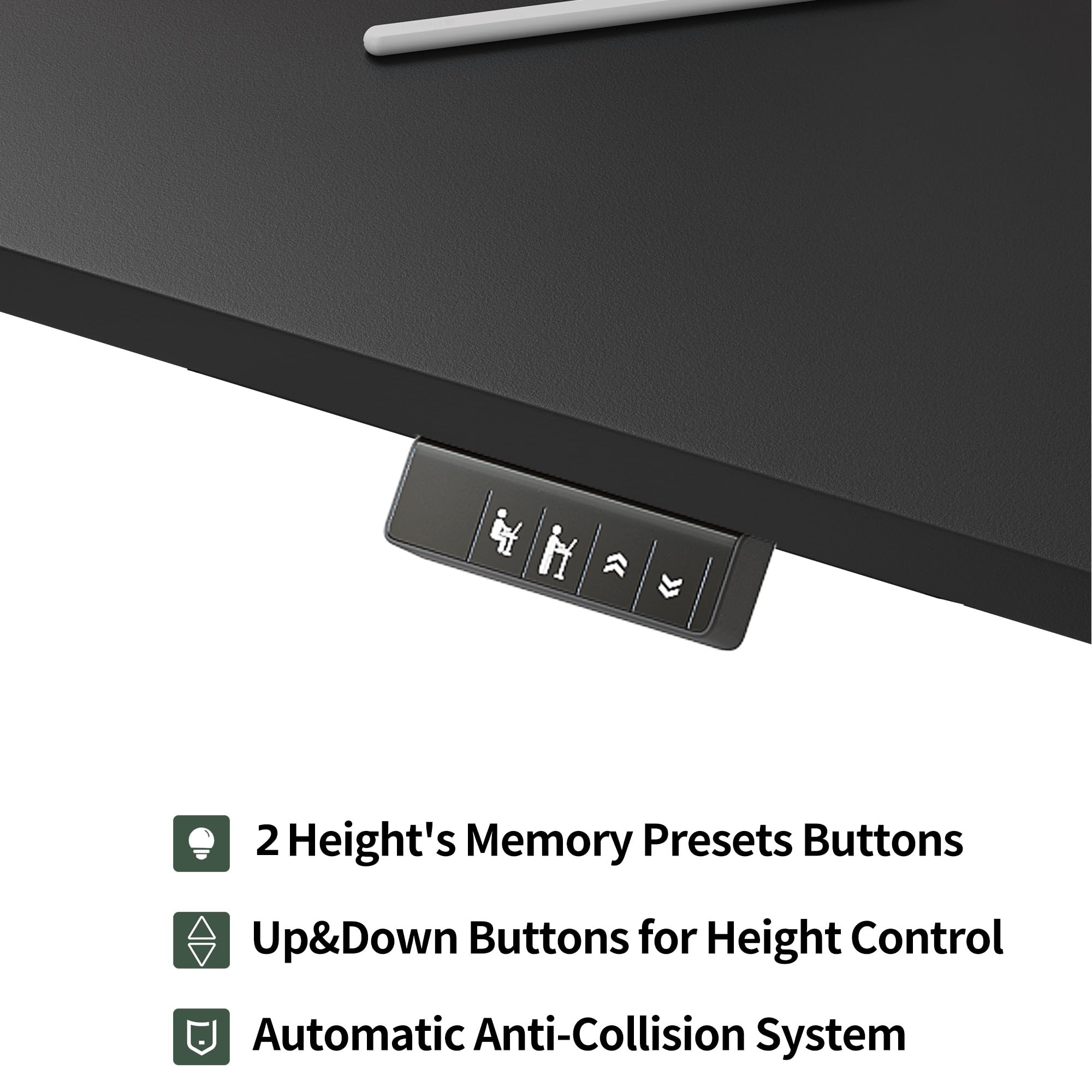 TIQLAB 47 x 24 Inch Electric Standing Desk - Height Adjustable Office Desk with Splice Board & Casters, Black Frame & Black Top - Perfect for Home Office, Gaming & Remote Work Setup