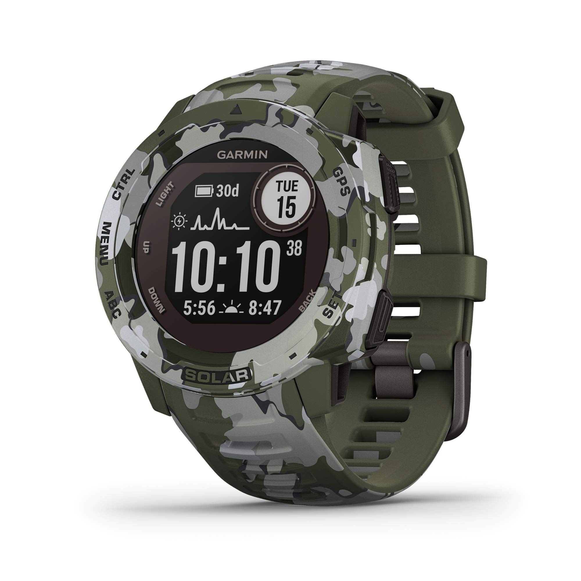 Garmin Instinct Solar - Rugged Outdoor Smartwatch with Solar Power, Built-in Sports Apps & Health Monitoring (Lichen Camo) | Perfect for Hiking, Running & Adventure Activities