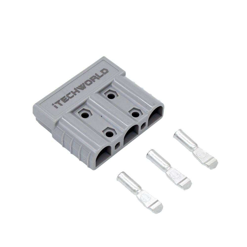 iTechworld 50A 3 Pin Anderson Plug - Heavy Duty Power Connector for Solar Panels, RVs, and Off-Grid Power Systems