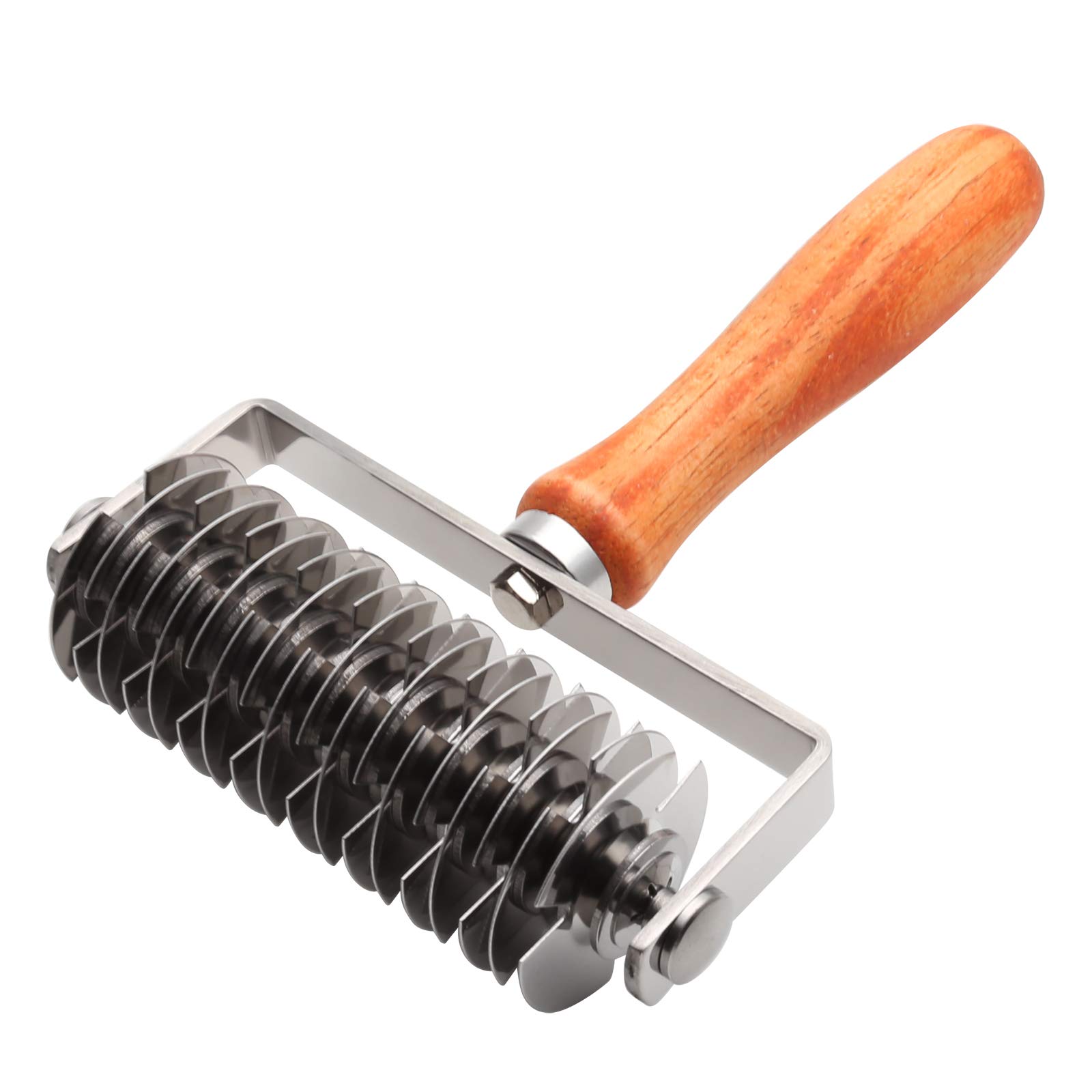 Stainless Steel Dough Lattice Cutter with Wooden Handle - Cookie Baking Tool, Bread Net Knife, Pastry Crust Roller for Homemade Pizza, Cake, and Bread - Perfect for Professional Bakers and Home Baking Enthusiasts