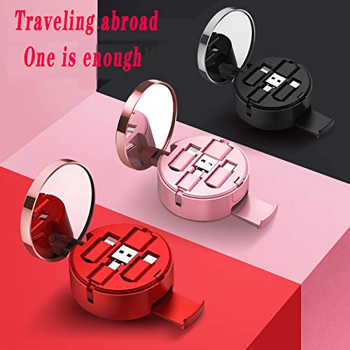 Premium Micro USB Charging Cable & Multi-Function Phone Stand - Fast Charging Sync Cord with Portable Makeup Mirror - Universal Compatible for All Smartphones (Black) - Perfect for Home, Office & Travel Accessories