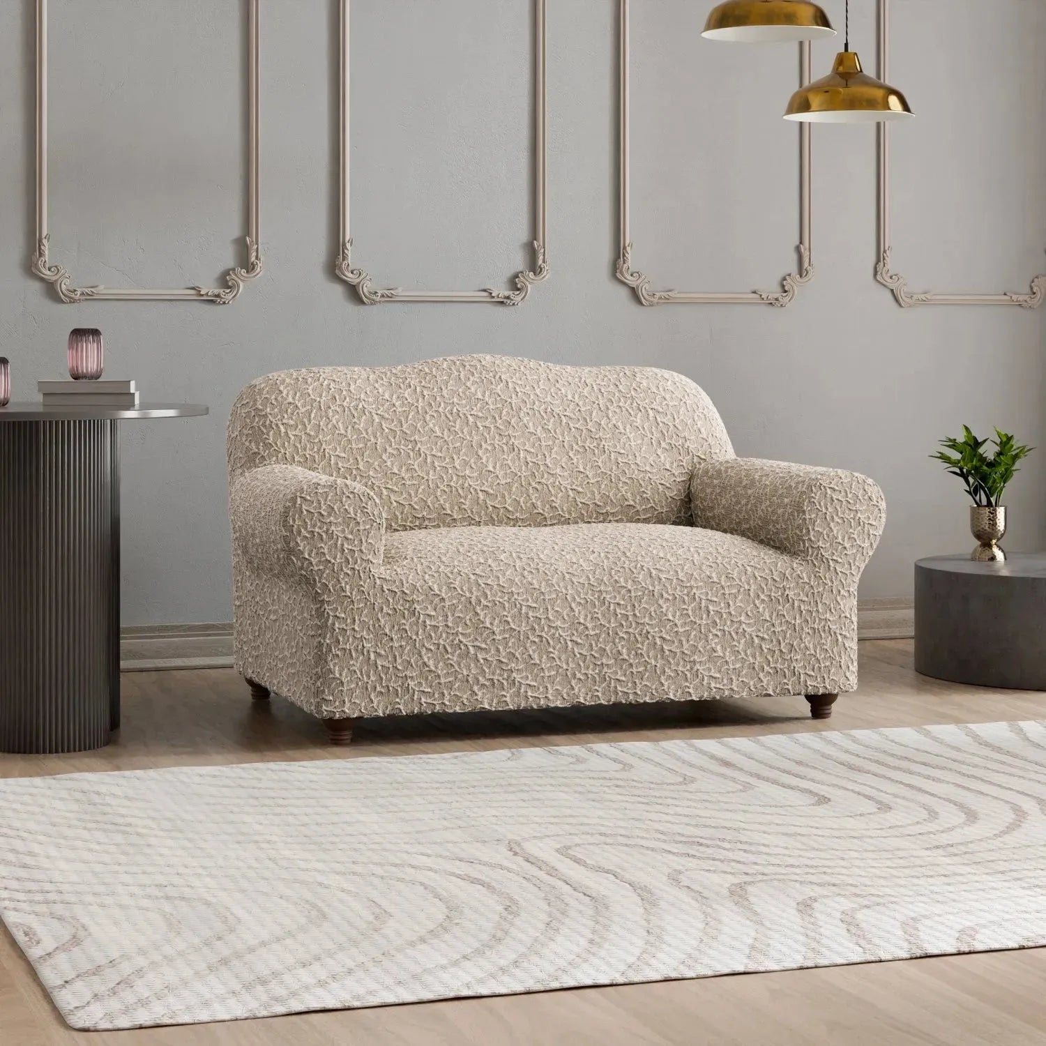 2 Seater Loveseat Slipcover - Jacquard 3D Collection for Sofa Protection | Perfect for Living Room, Bedroom & Home Decor